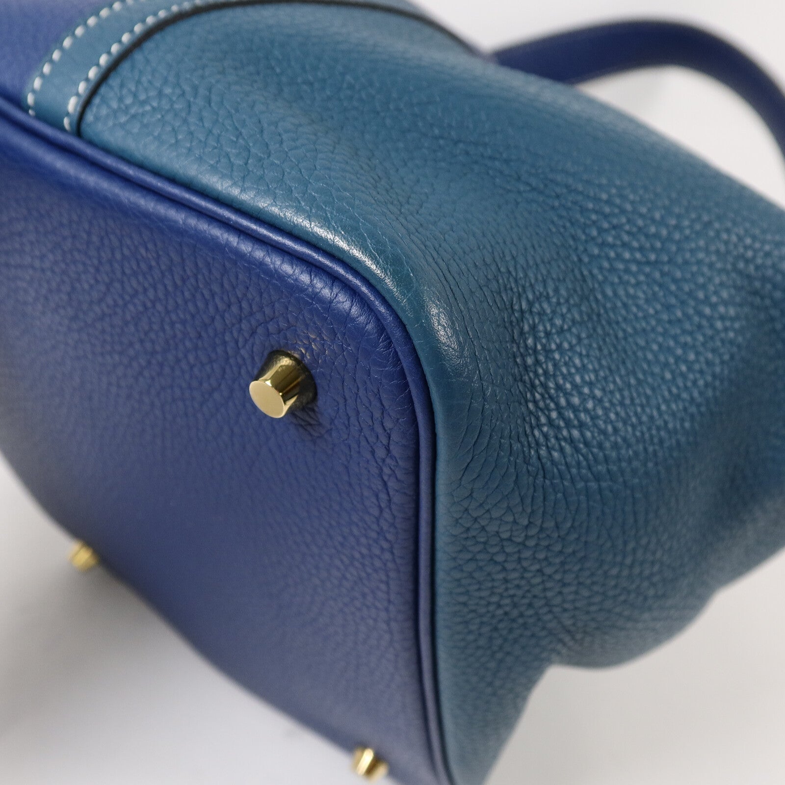HERMES Clemence皮革Picotin MM手挽袋Blue/Vert Bosphore