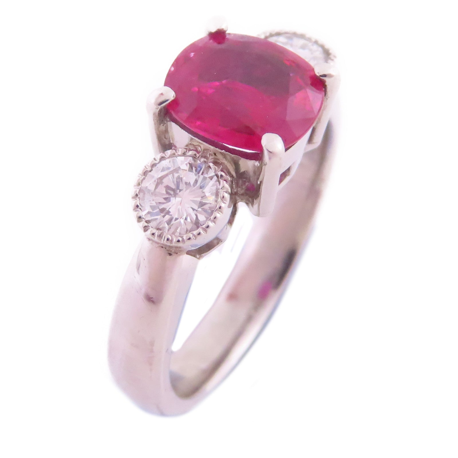 JEWELRY 【激減優惠】PT900鉑金/紅寶石Ruby Diamond Ring戒指US#5.5