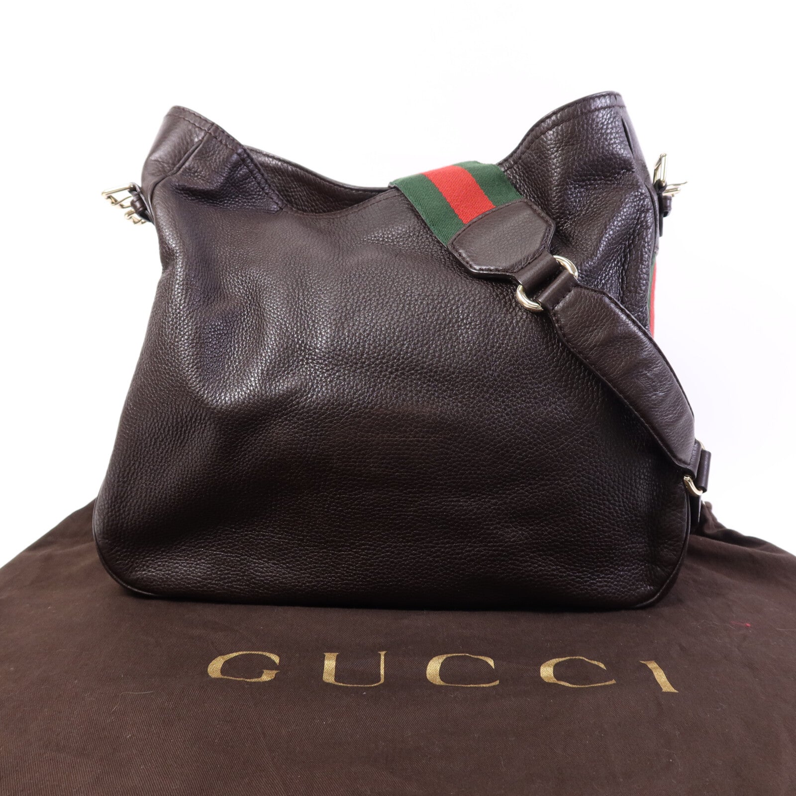GUCCI 牛皮皮革Heritage Shouler Bag銀扣肩背袋