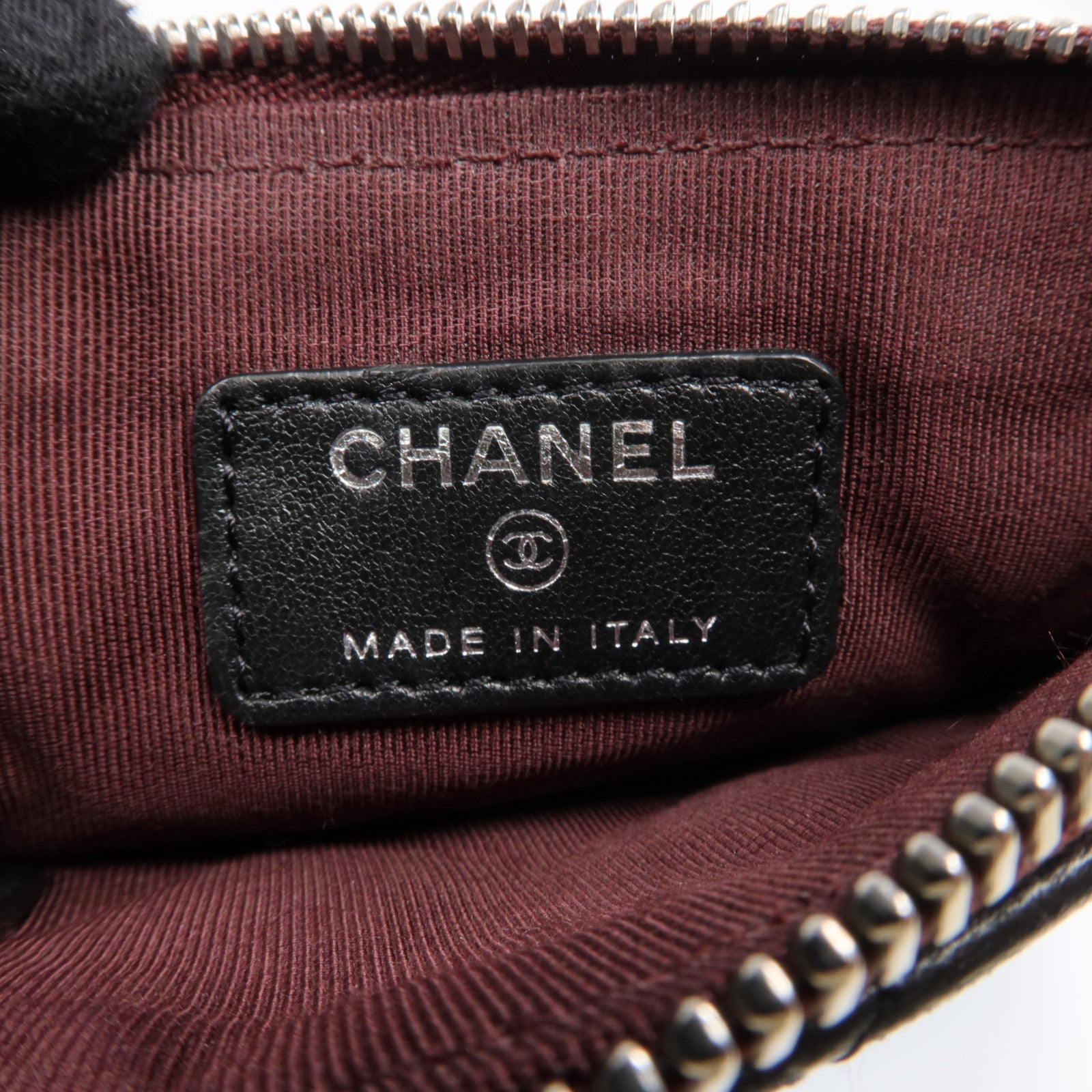 CHANEL 羊皮皮革Mini Pouch銀扣長錢包