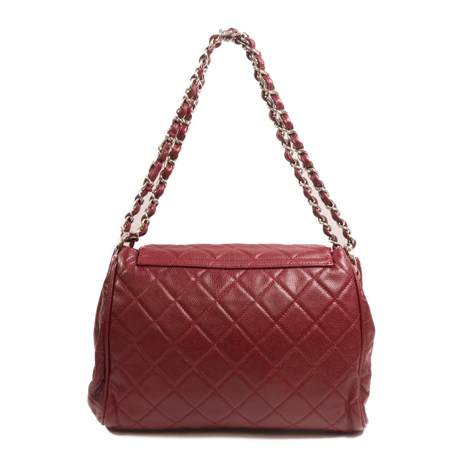 CHANEL 牛皮皮革Chain Shoulder銀扣鏈帶肩背袋