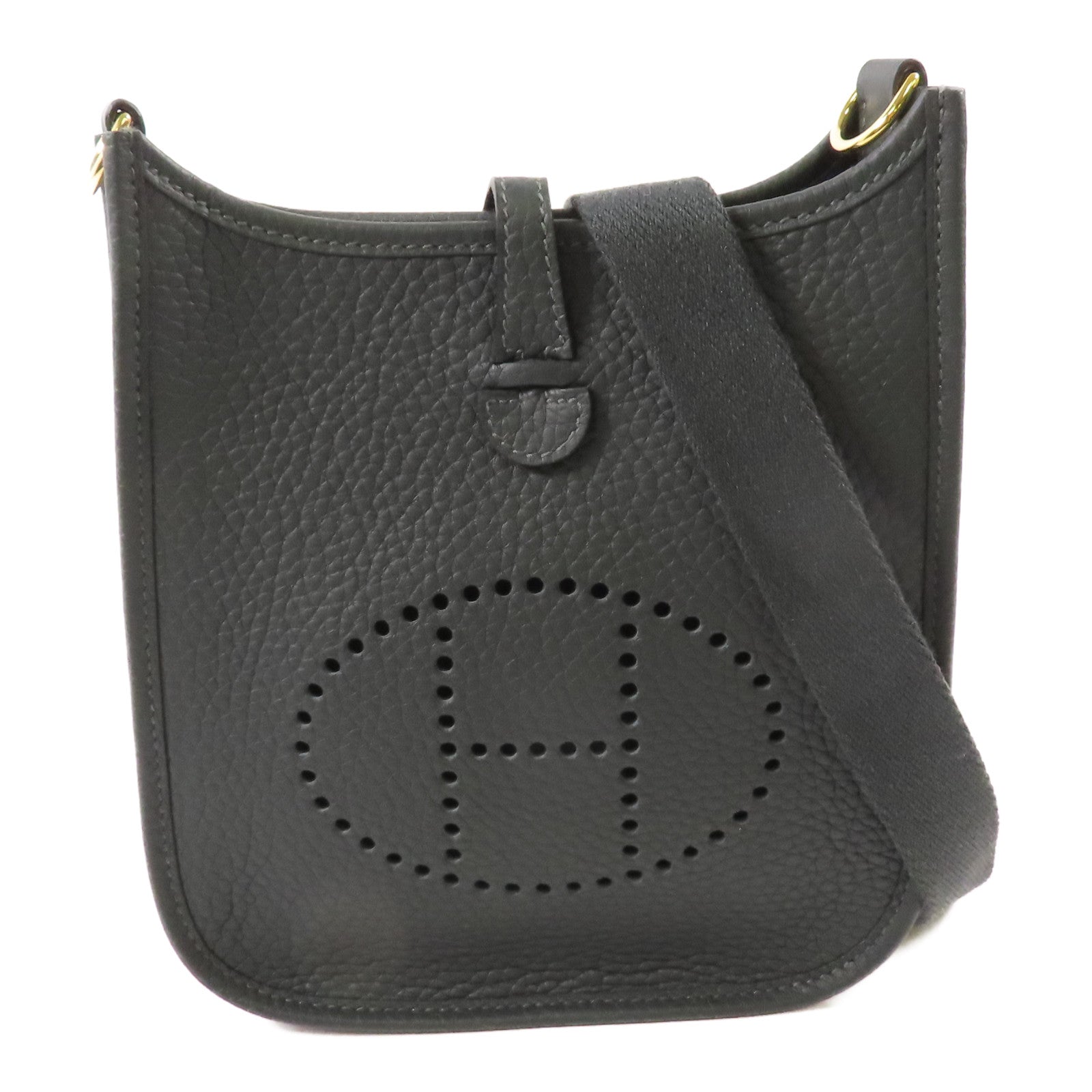 HERMES 【激減優惠】Clemence皮革Evelyne TPM金扣肩背袋Vert Fonce