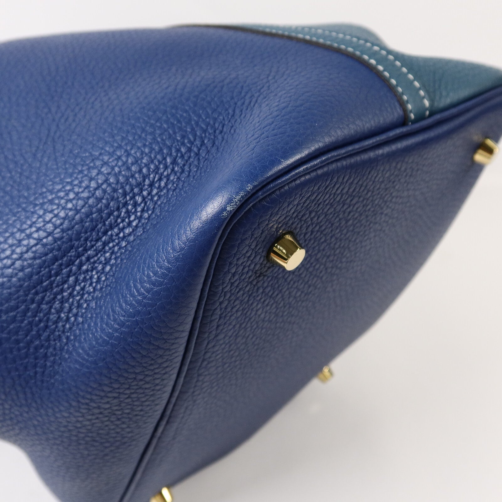 HERMES Clemence皮革Picotin MM手挽袋Blue/Vert Bosphore