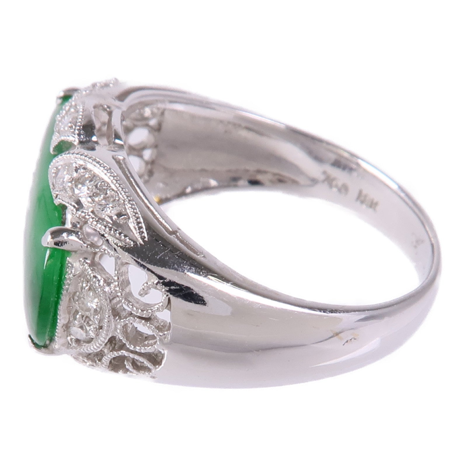 JEWELRY 【激減優惠】18K白金Jade/Diamond Ring翡翠/鑽石戒指US#6