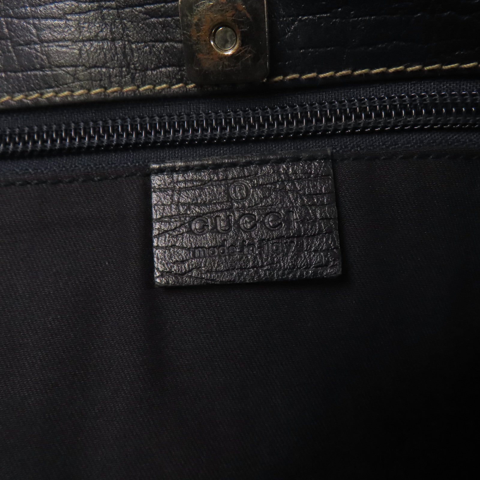 GUCCI 塗層帆布/皮革GG Supreme銀扣肩背袋/手挽袋藍色