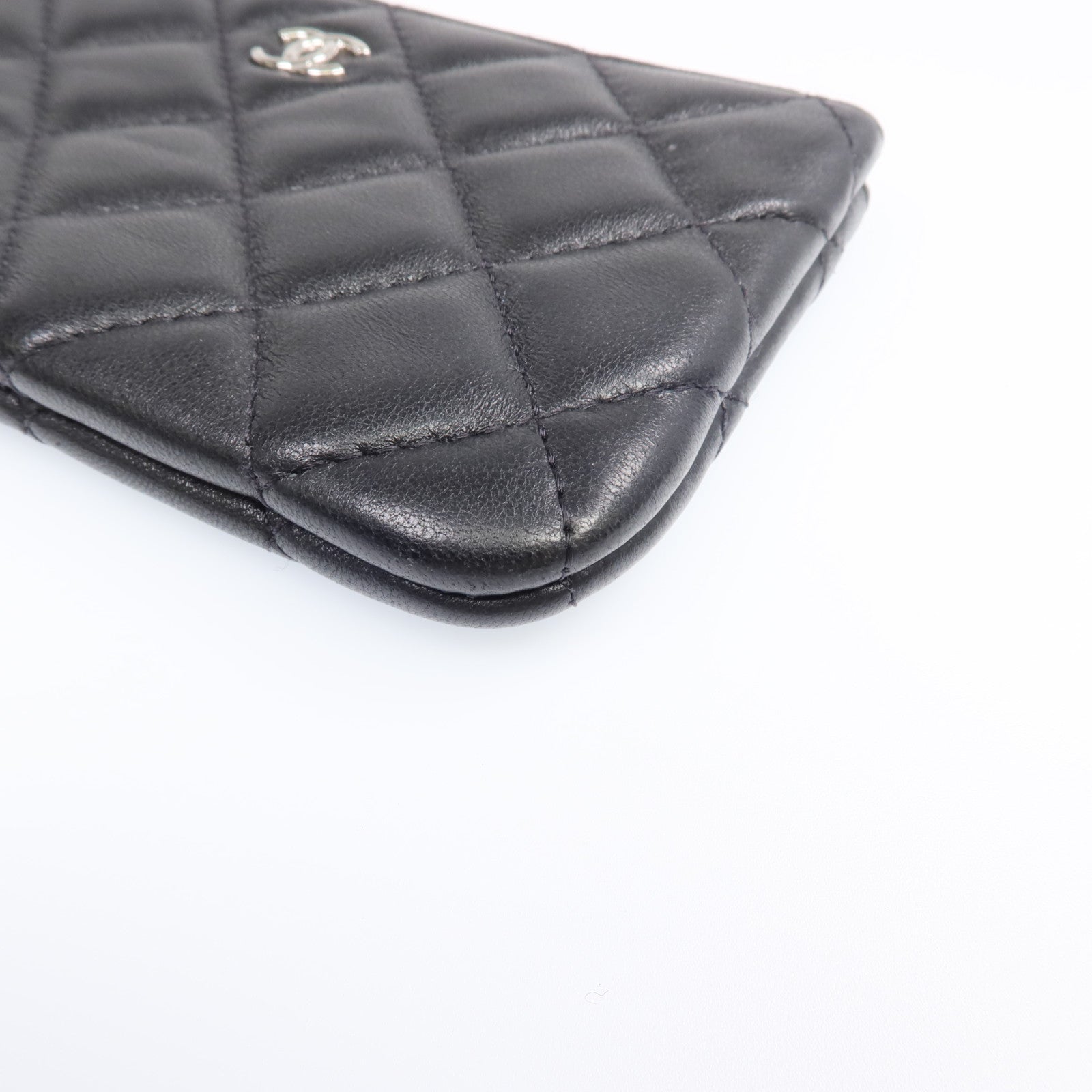 CHANEL 羊皮皮革Mini Pouch銀扣長錢包