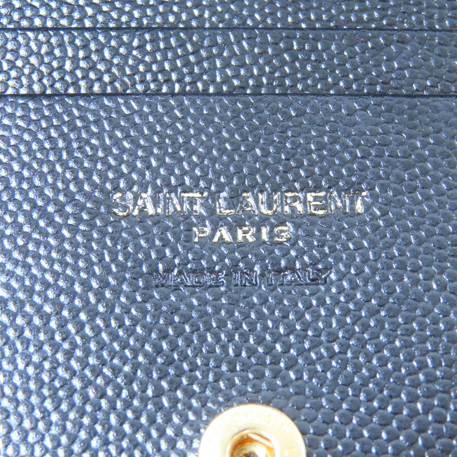 SAINT LAURENT 斜紋牛皮皮革Wallet金扣錢包黑色