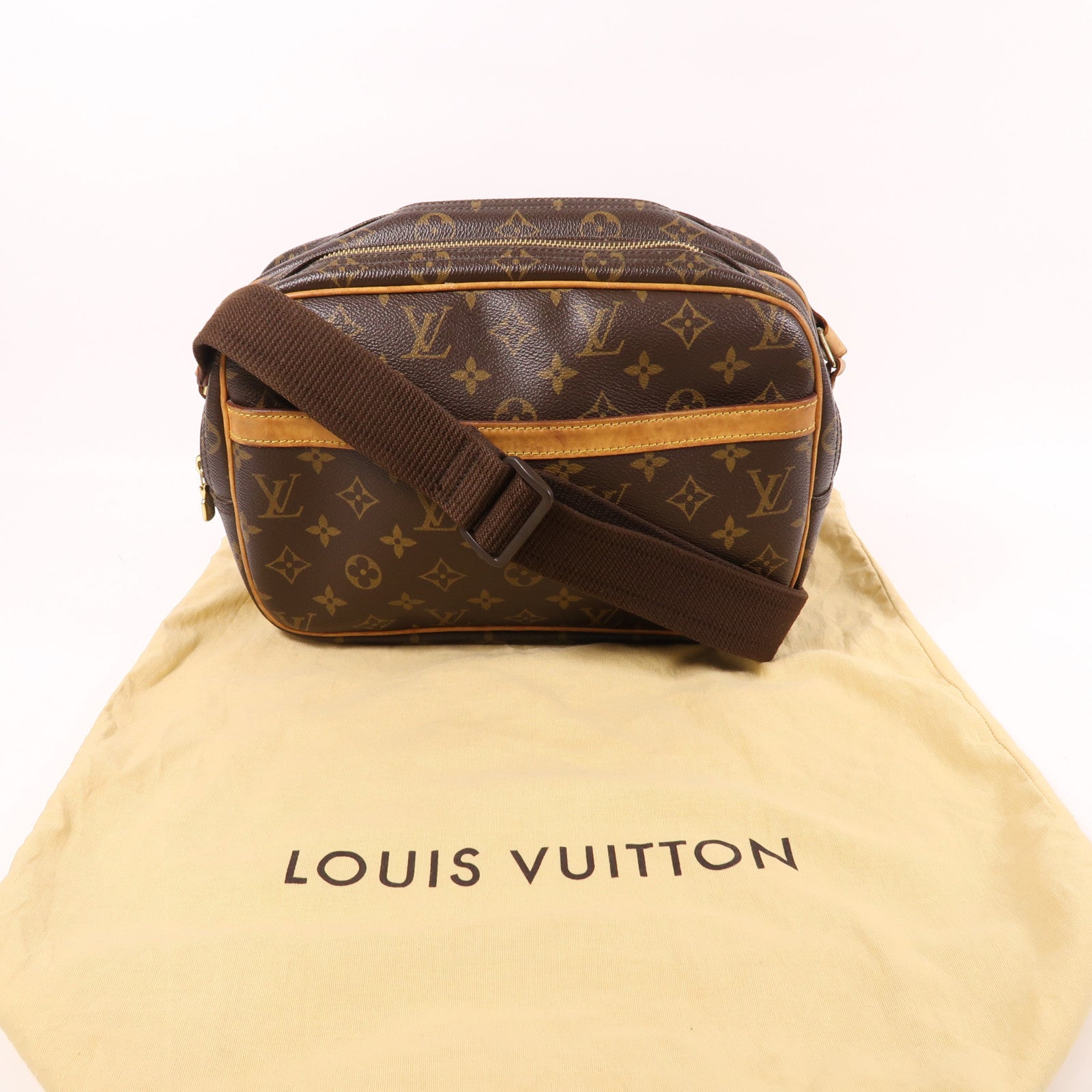 LOUIS VUITTON 【激減優惠】Monogram Reporter PM金扣肩背袋棕色
