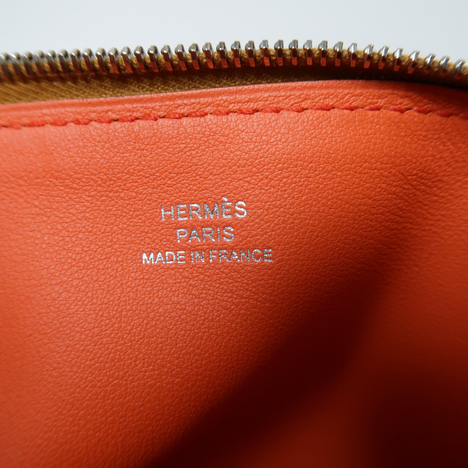 HERMES 【激減優惠】Evercolour皮革Atout 20 Pouch銀扣手拿包經典駝色/橙色