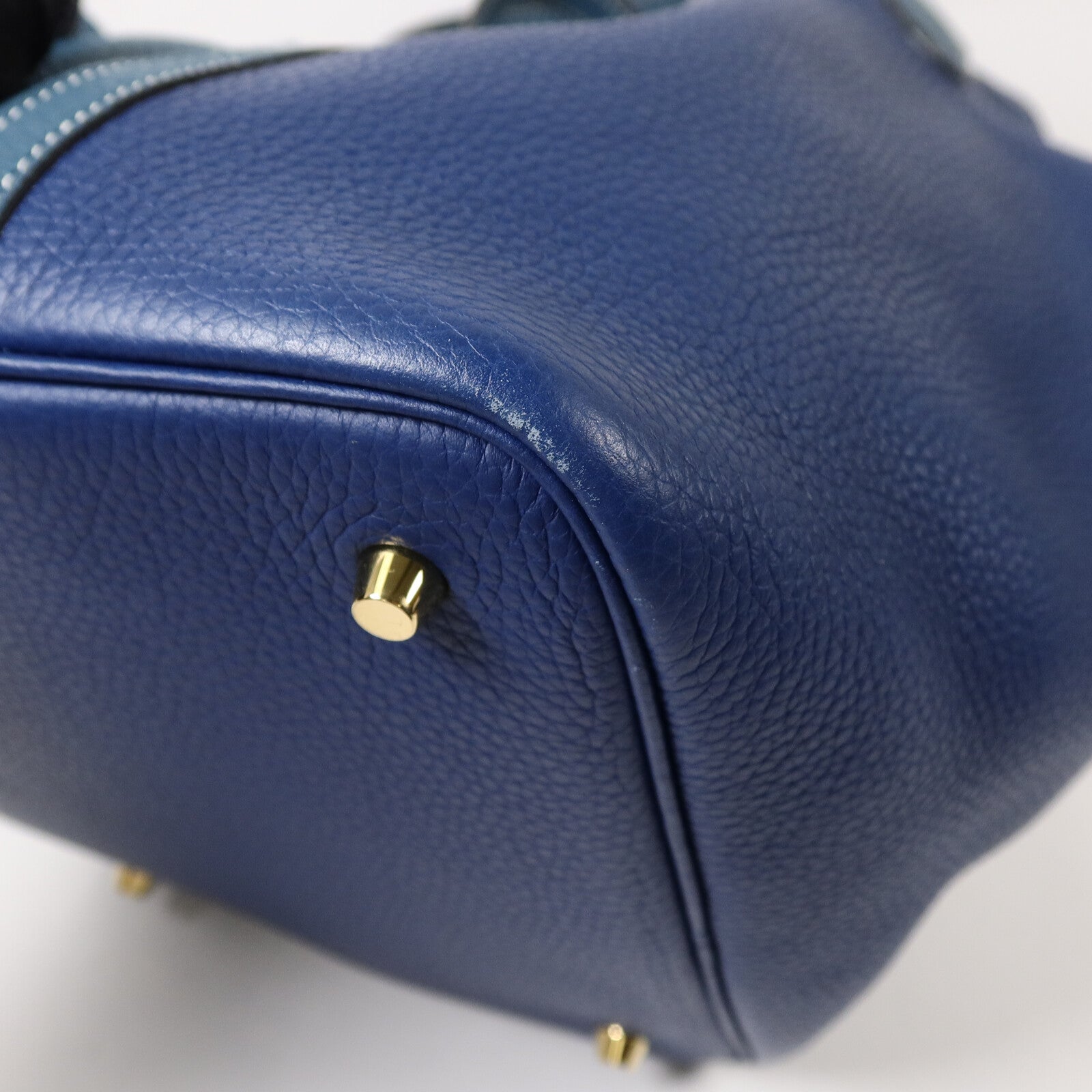 HERMES Clemence皮革Picotin MM手挽袋Blue/Vert Bosphore