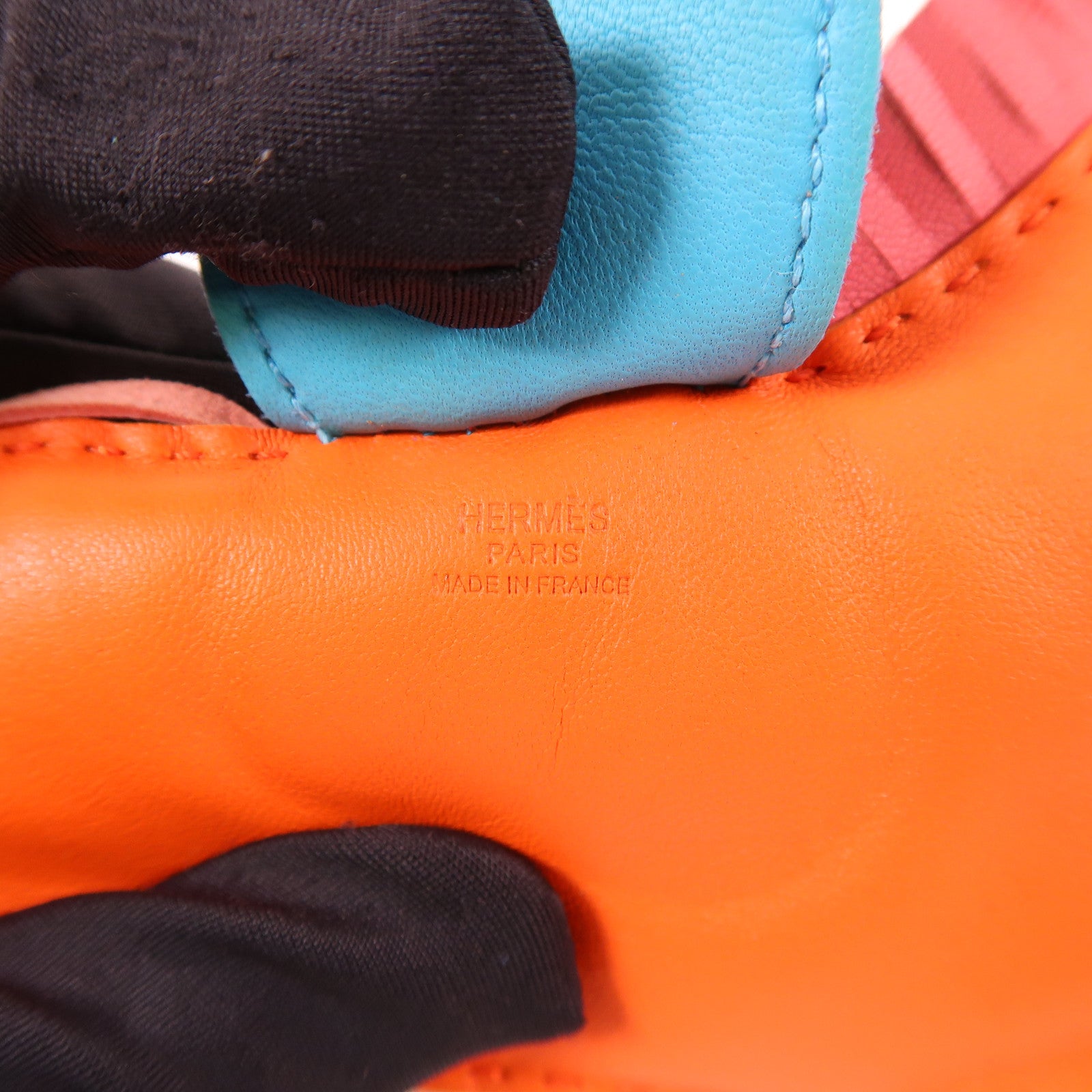 HERMES 【激減優惠】Milo皮革Rodeo GM掛飾Orange/Blue