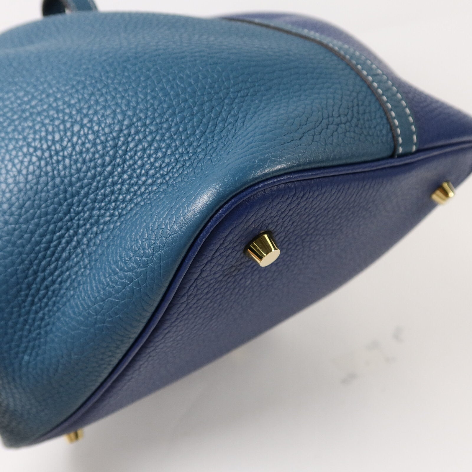 HERMES Clemence皮革Picotin MM手挽袋Blue/Vert Bosphore