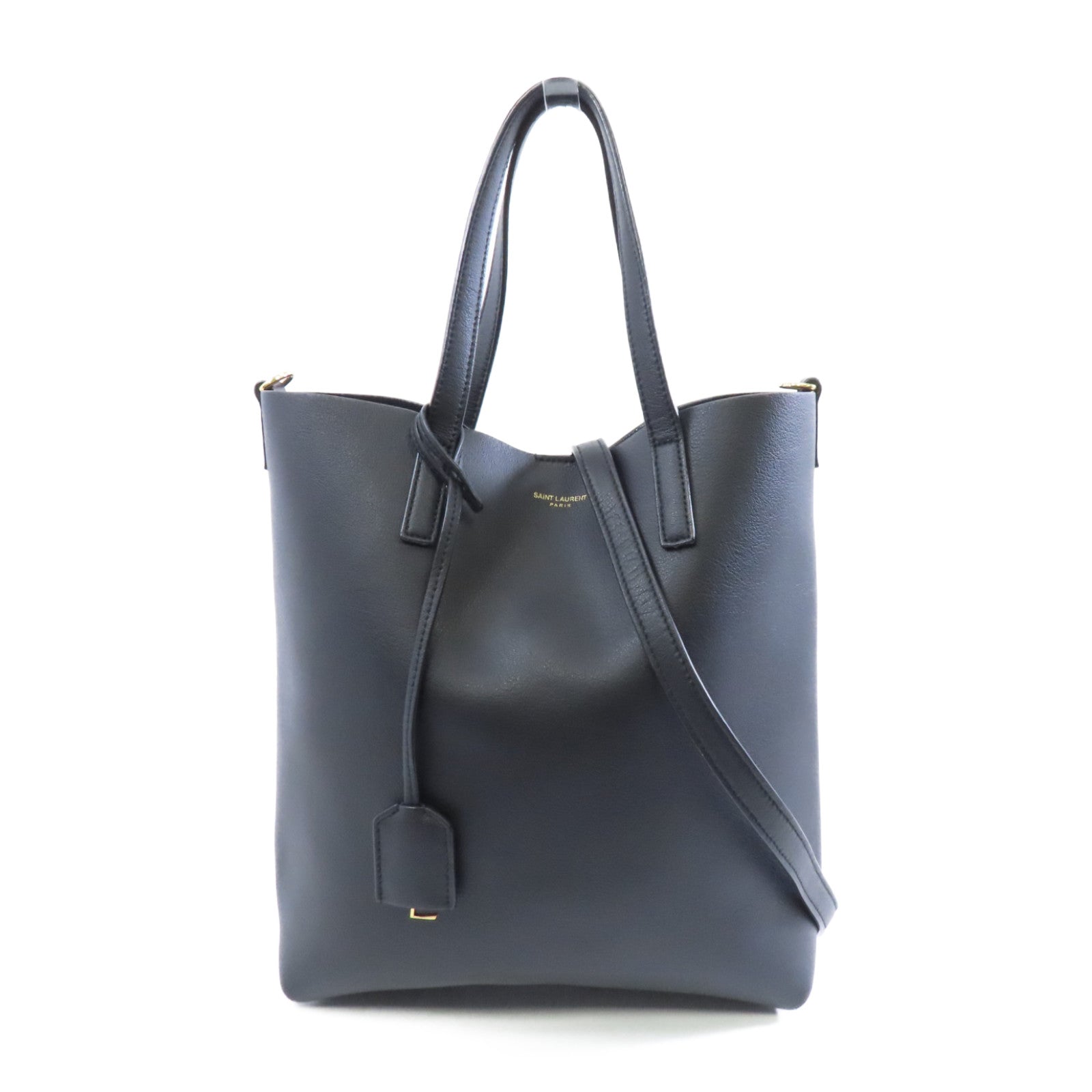 SAINT LAURENT 牛皮皮革Toy Shopping Bag金扣手挽肩背兩用袋黑色