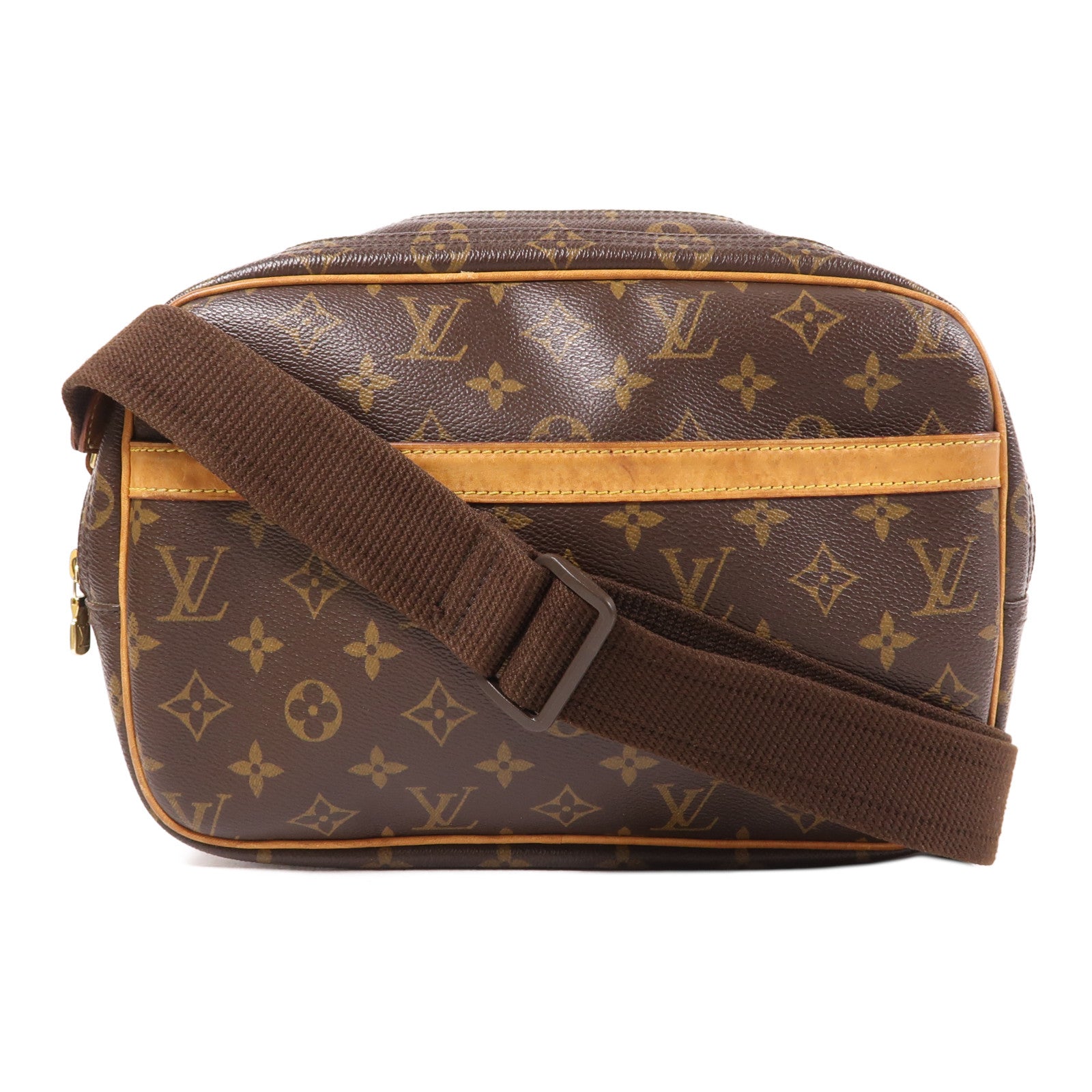 LOUIS VUITTON 【激減優惠】Monogram Reporter PM金扣肩背袋棕色