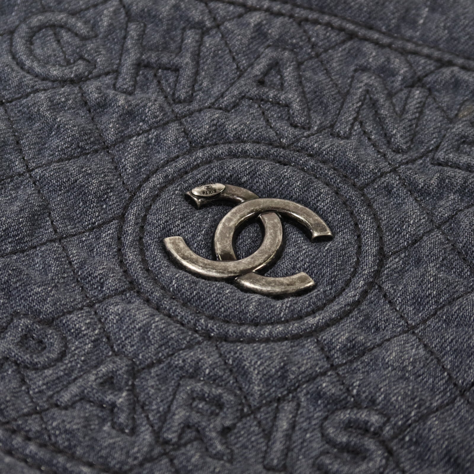 CHANEL 牛仔布2 way Shoulder銀扣手挽肩背兩用袋