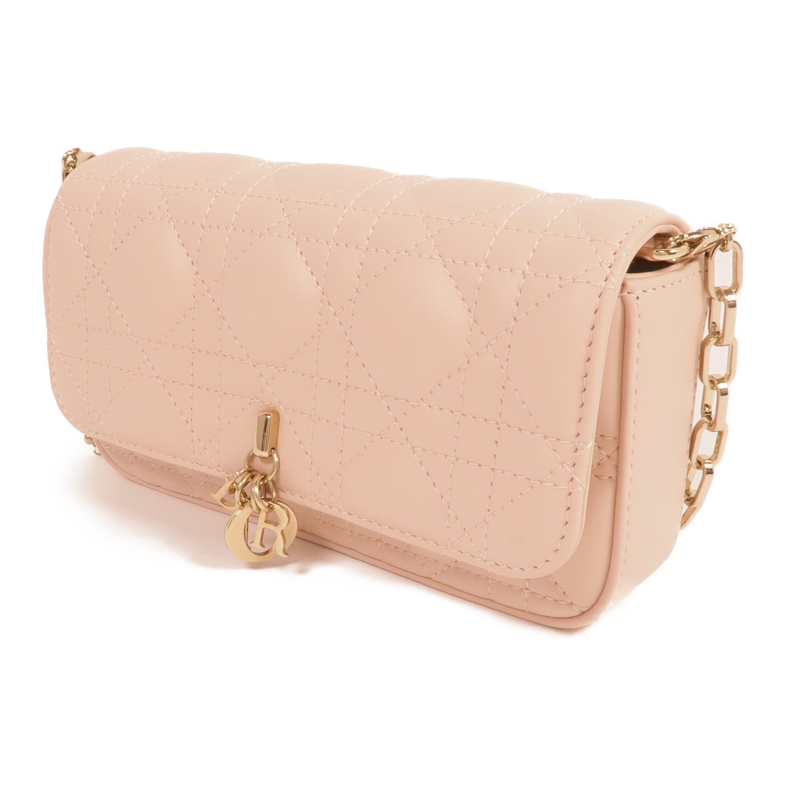 Dior 羊皮皮革Chain Shoulder金扣鏈帶肩背袋