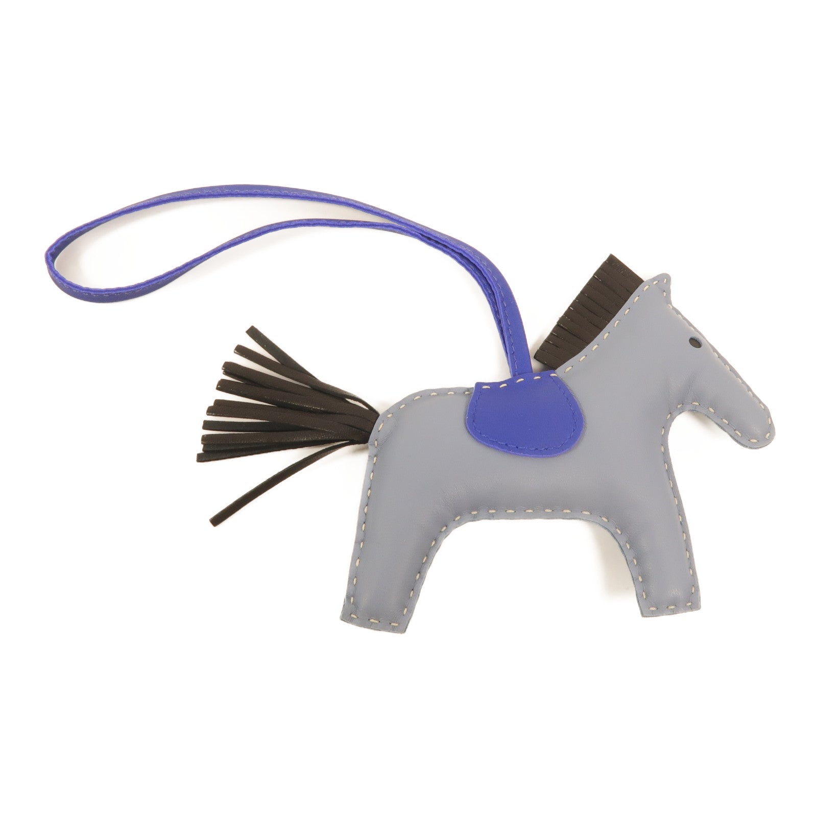 HERMES Milo皮革Rodeo MM掛飾Bleu Lin