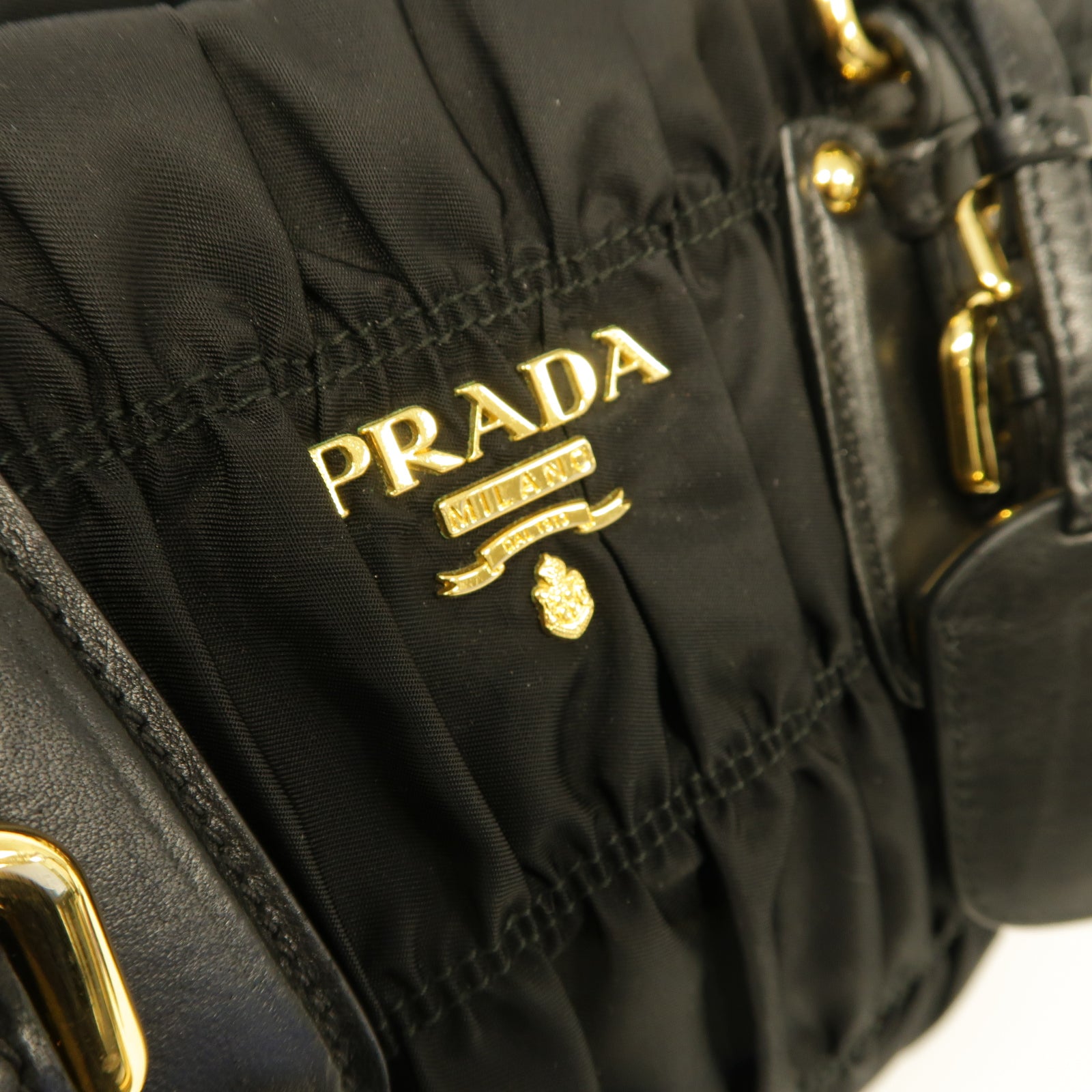 PRADA 尼龍2way Shoulder Bag金扣手挽肩背兩用袋黒色