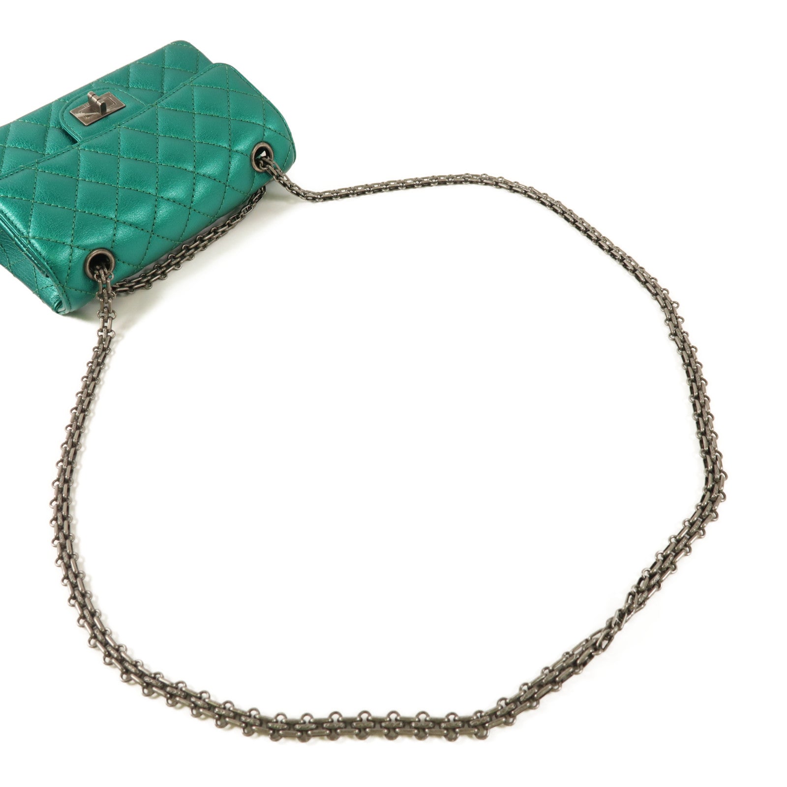 CHANEL 牛皮皮革2.55Mini鏈帶肩背袋