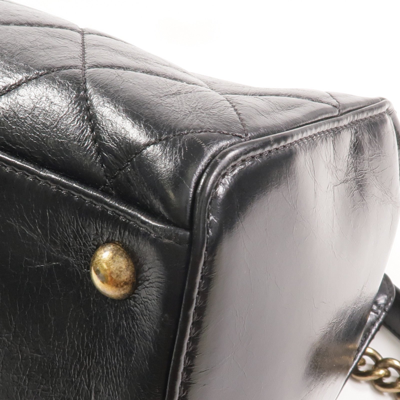 CHANEL 牛皮皮革Chain Shoulder金扣鏈帶肩背袋