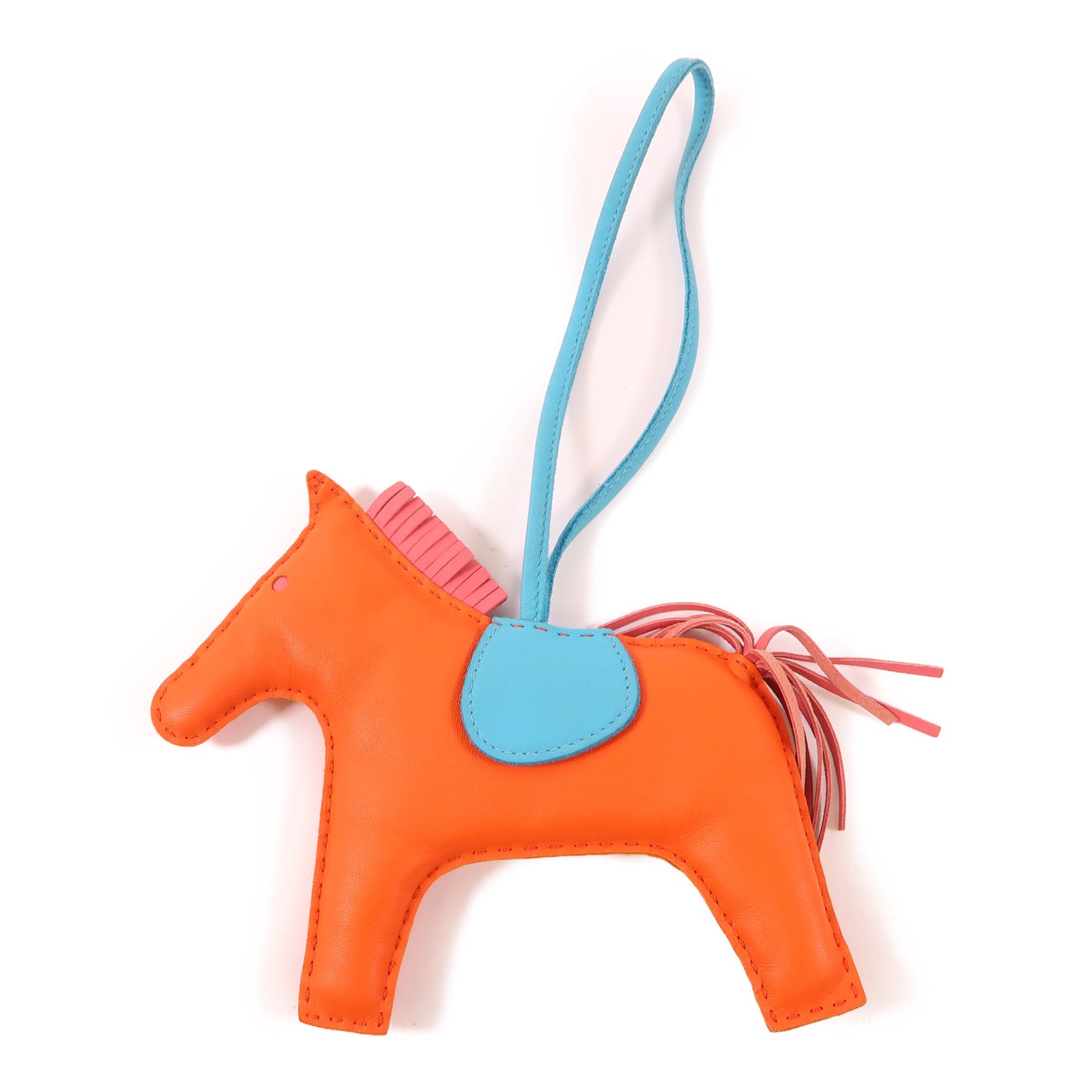 HERMES 【激減優惠】Milo皮革Rodeo GM掛飾Orange/Blue