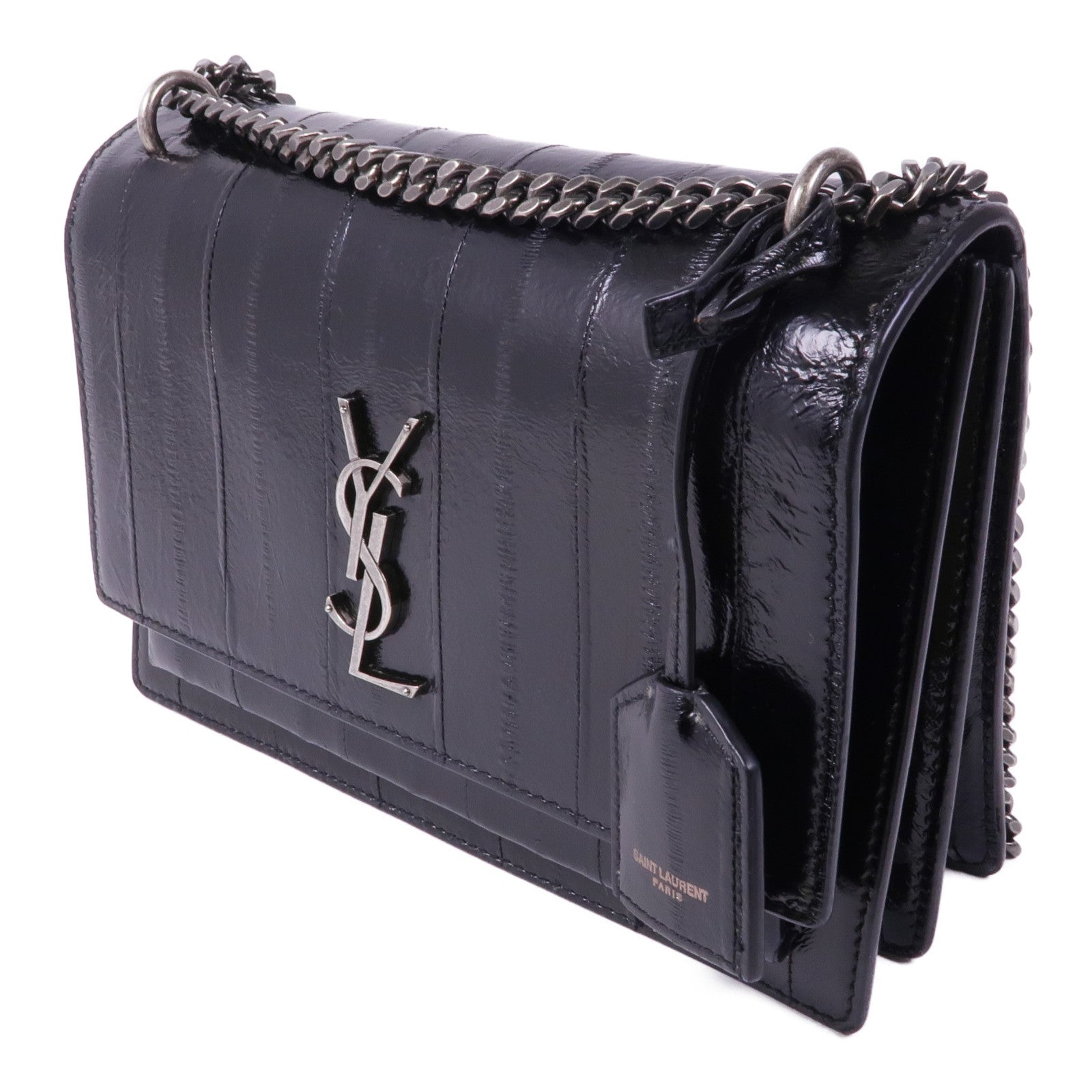 YVES SAINT LAURENT 牛皮皮革Sunset Medium銀扣鏈帶肩背袋