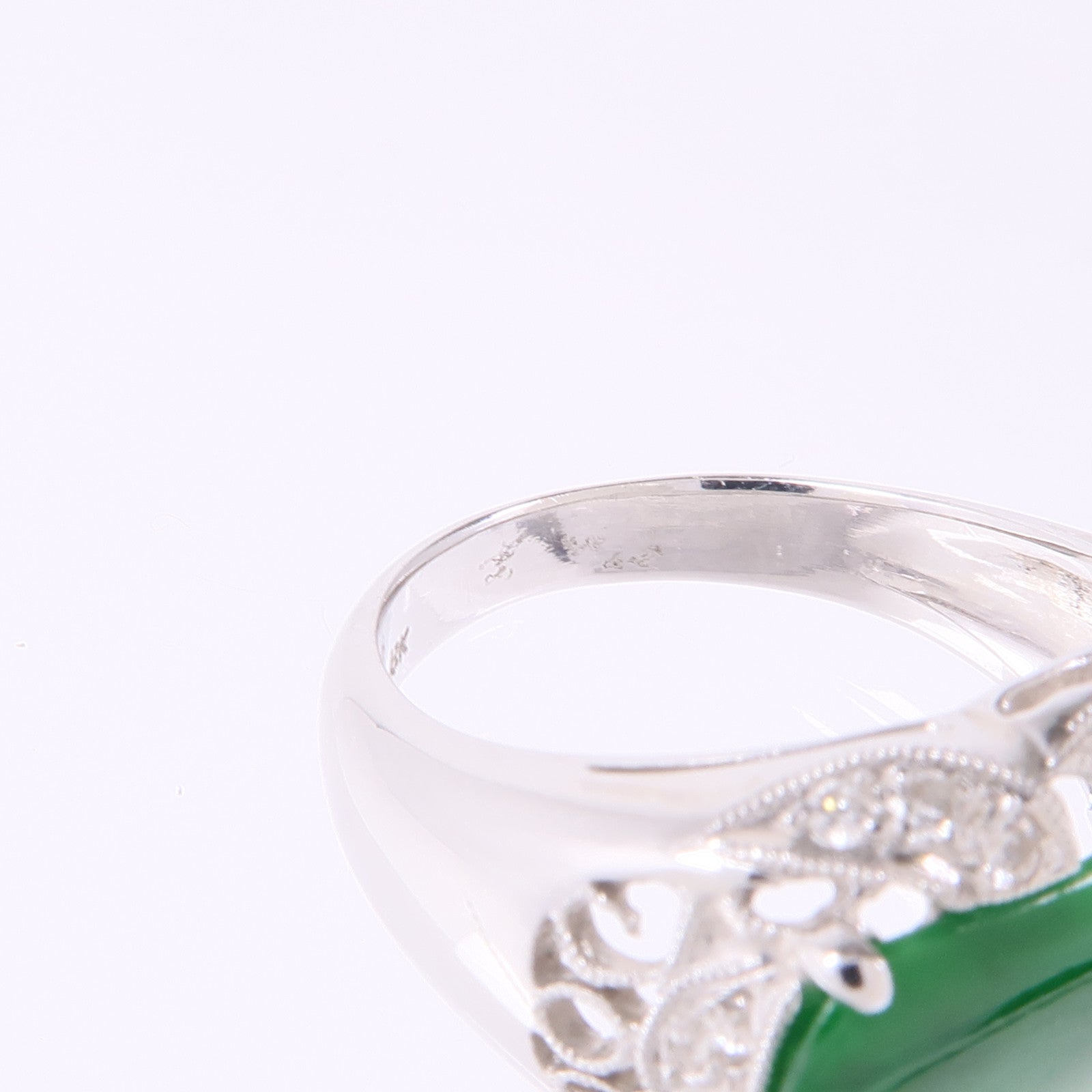 JEWELRY 18K白金Jade/Diamond Ring翡翠/鑽石戒指US#6