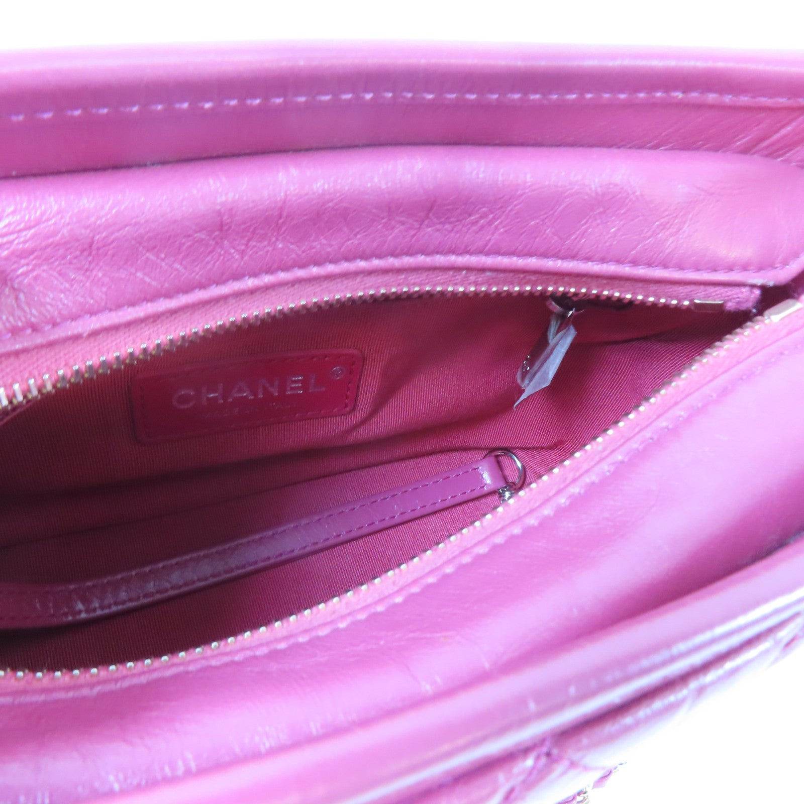 CHANEL 【激減優惠】菱格羊皮皮革Gabrielle金/銀扣鏈帶肩背袋粉紅色