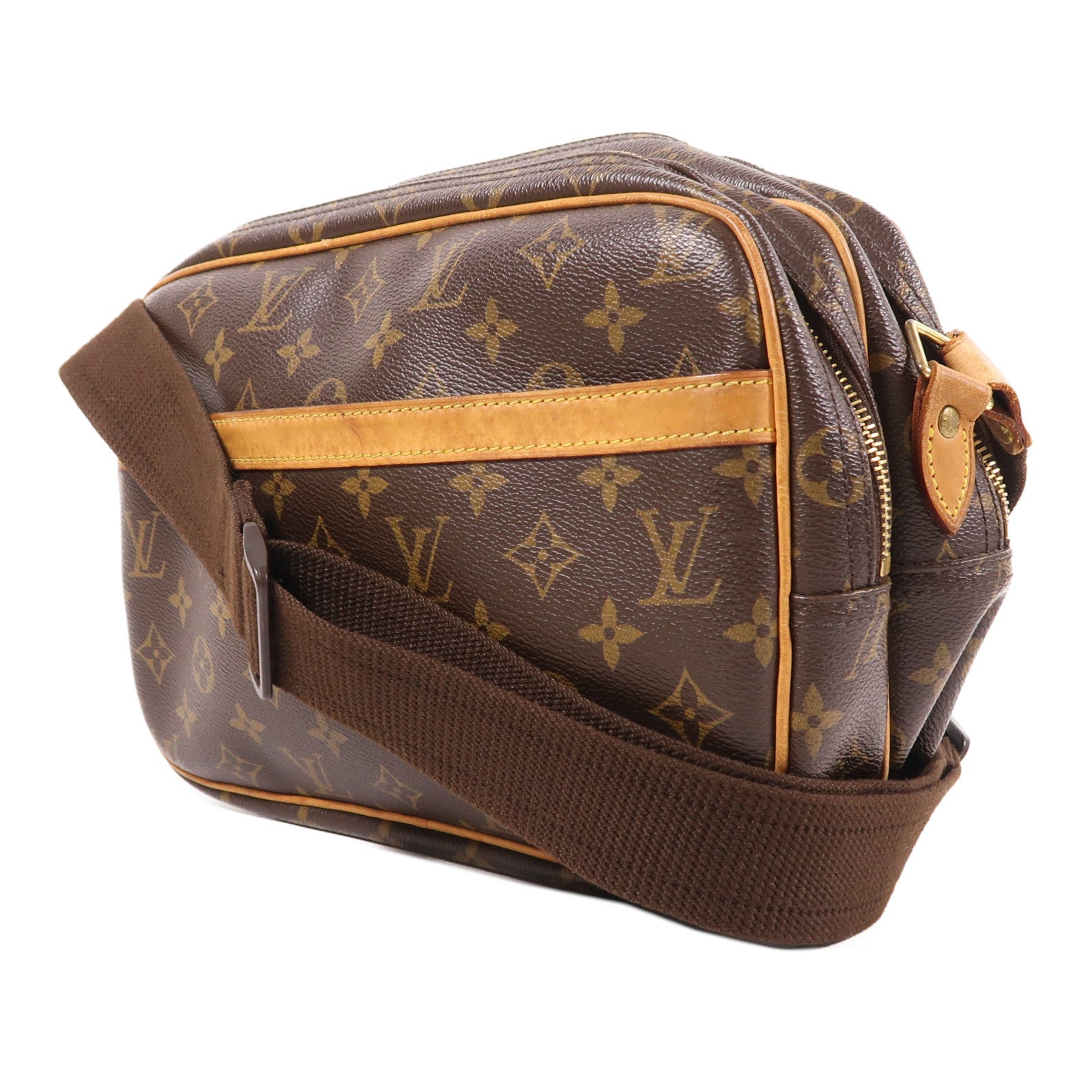 LOUIS VUITTON 【激減優惠】Monogram Reporter PM金扣肩背袋棕色