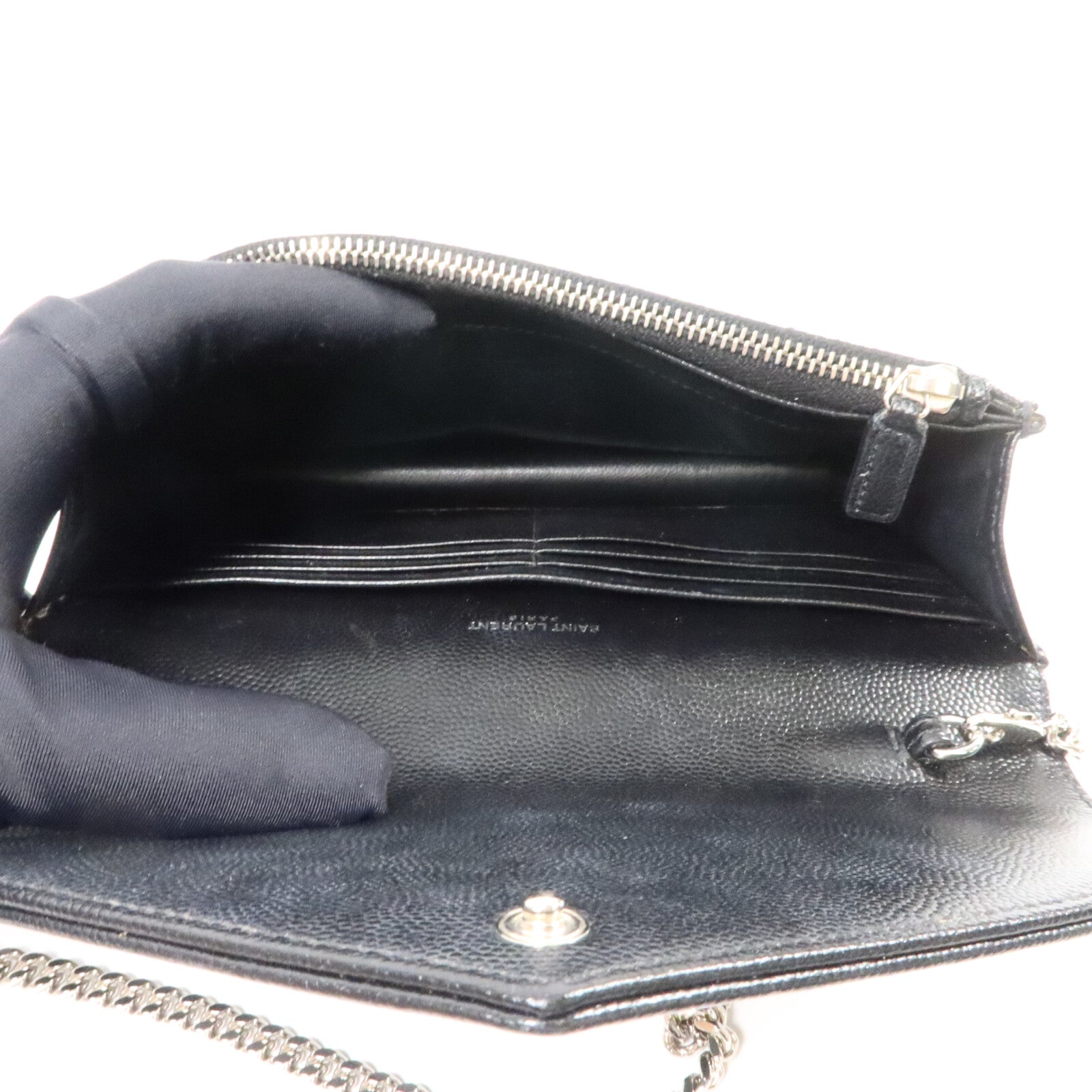 SAINT LAURENT 牛皮皮革Cassandra Envelope Chain Wallet鏈帶肩背袋