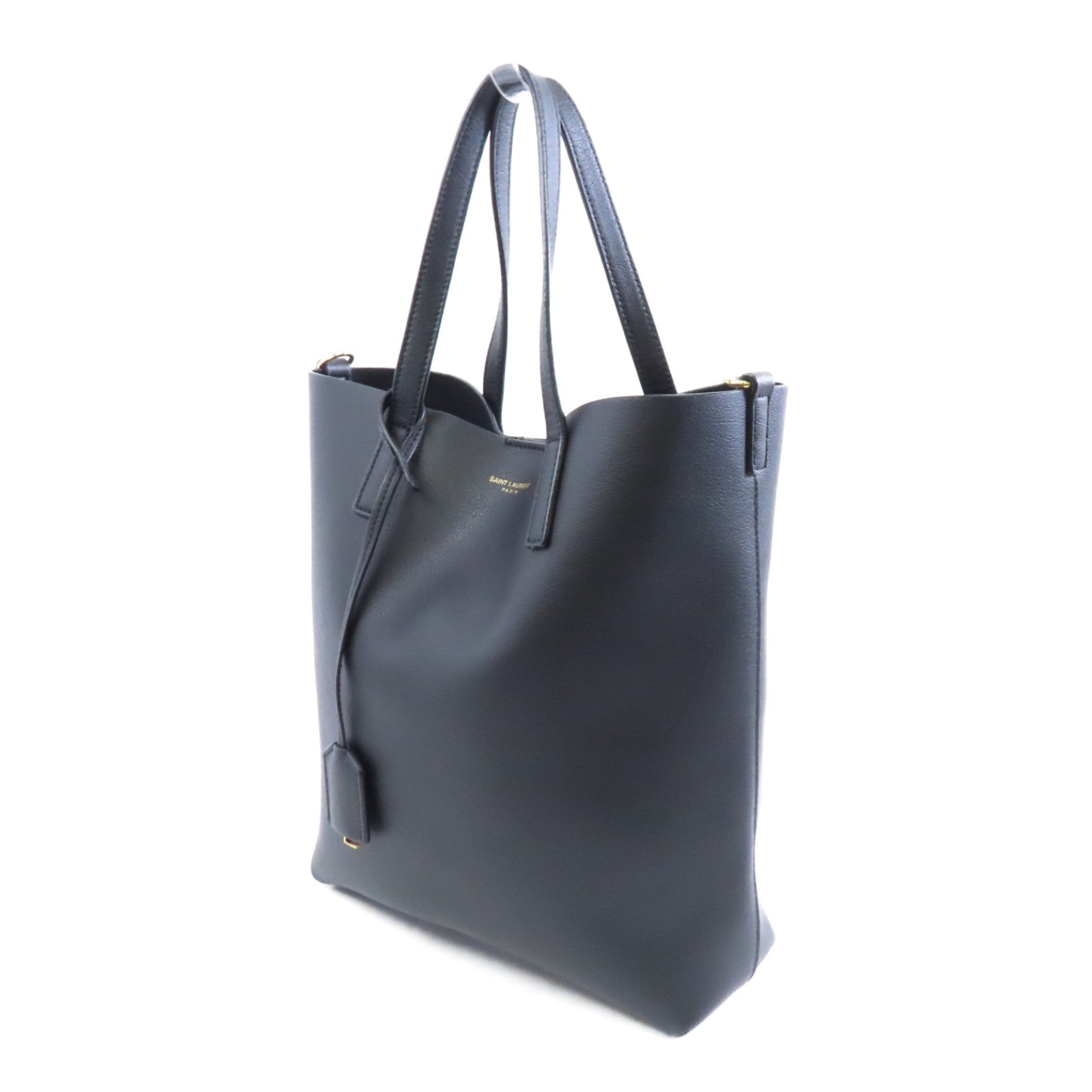 SAINT LAURENT 牛皮皮革Toy Shopping Bag金扣手挽肩背兩用袋黑色