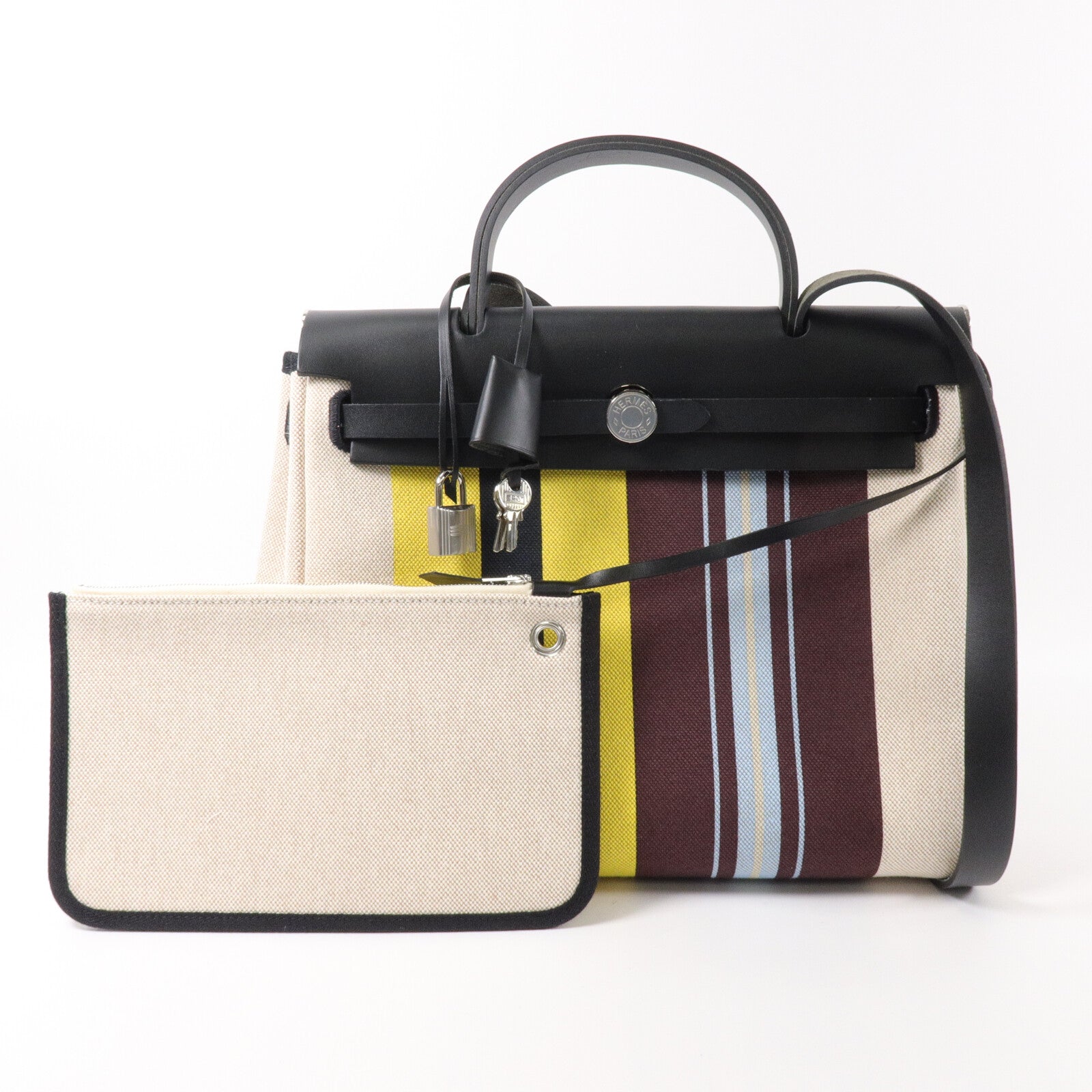 HERMES Toile H帆布Herbag PM Laquered手挽肩背兩用袋