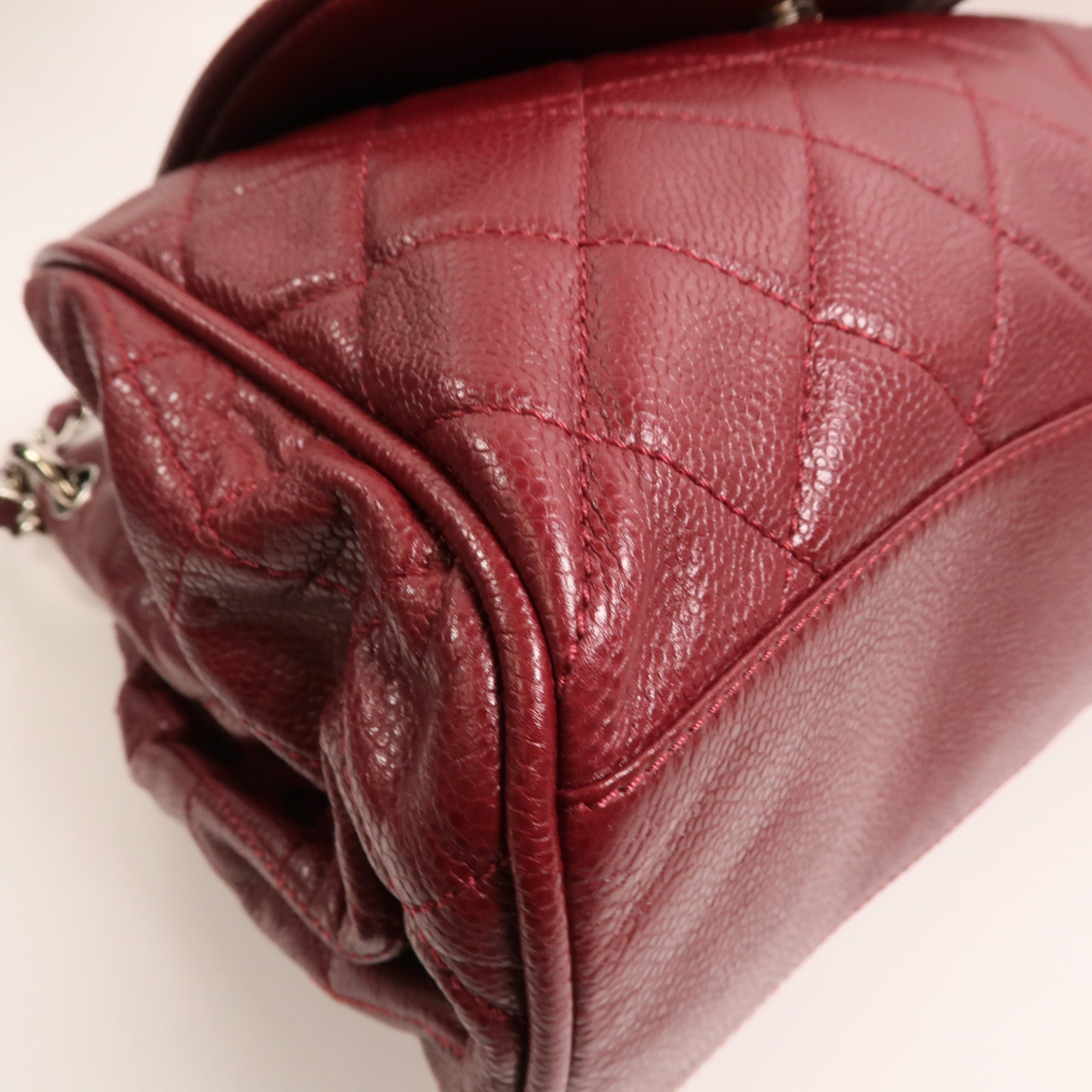 CHANEL 牛皮皮革Chain Shoulder銀扣鏈帶肩背袋