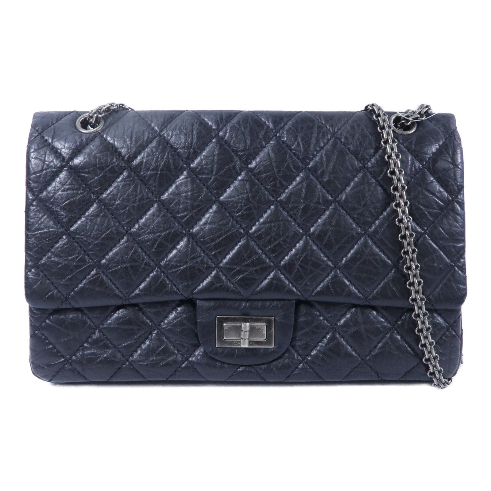 CHANEL 牛皮皮革2.55 Jumbo鏈帶肩背袋