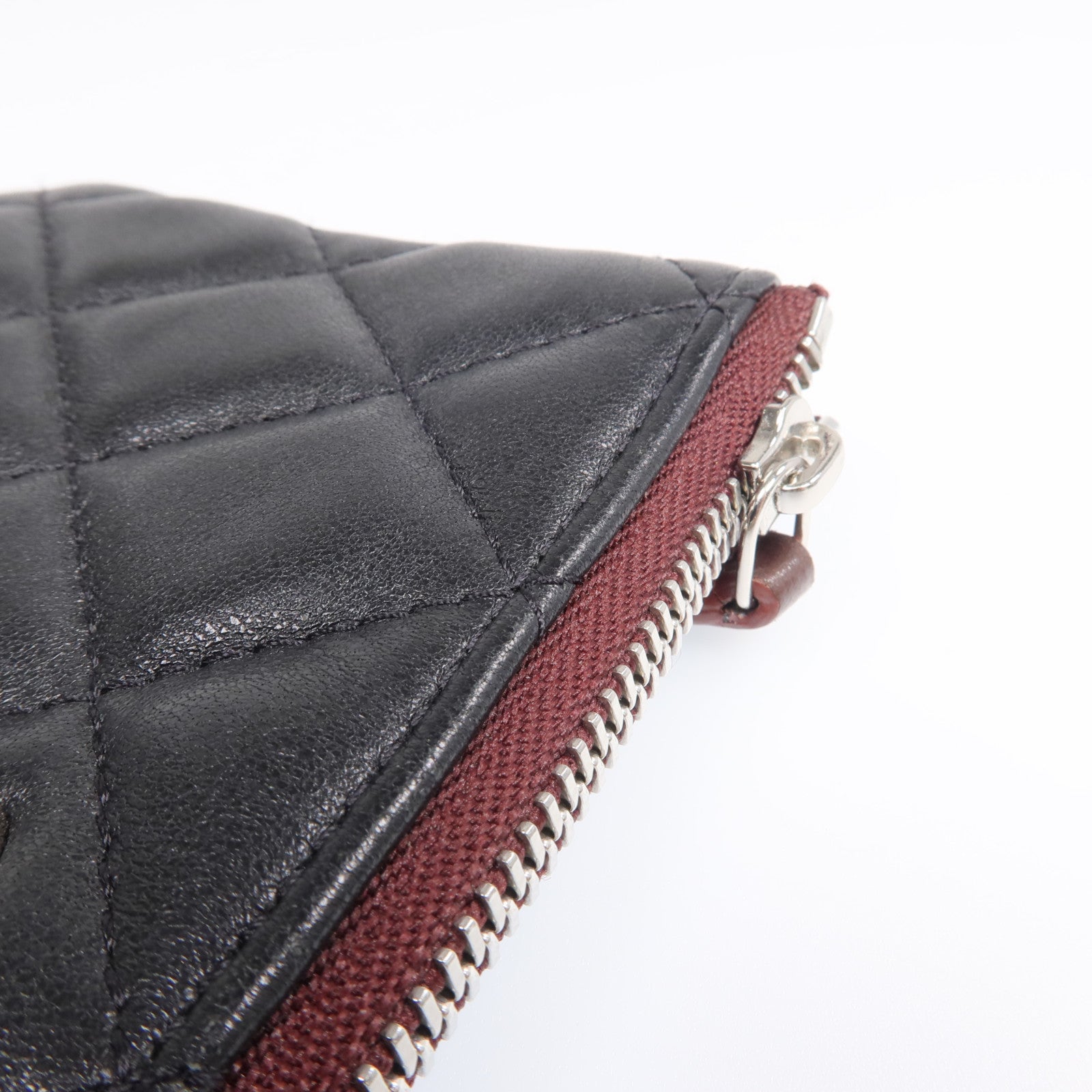 CHANEL 羊皮皮革Mini Pouch銀扣長錢包