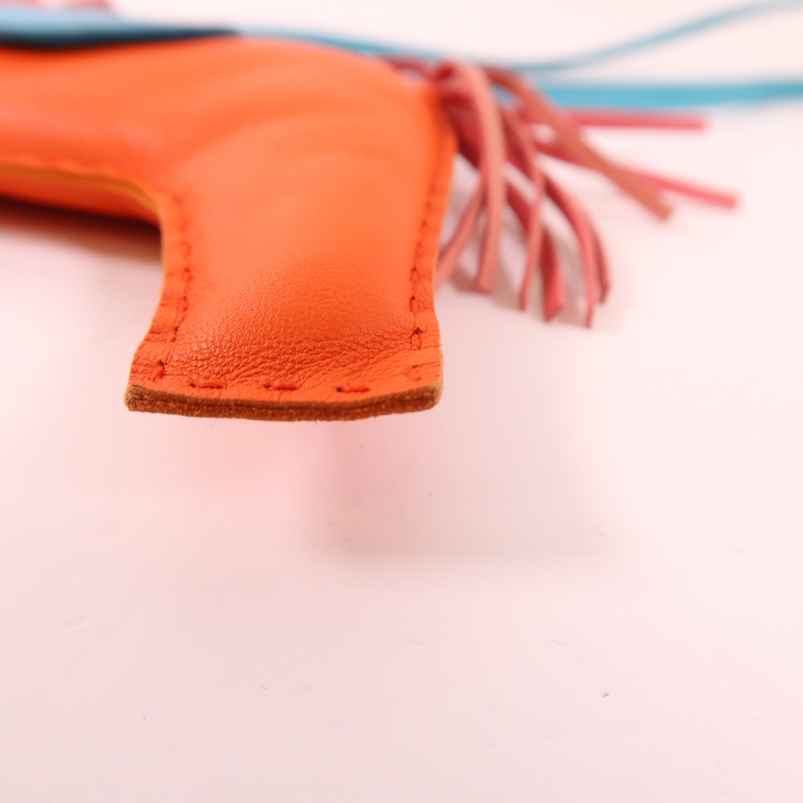 HERMES Milo皮革Rodeo GM掛飾Orange/Blue