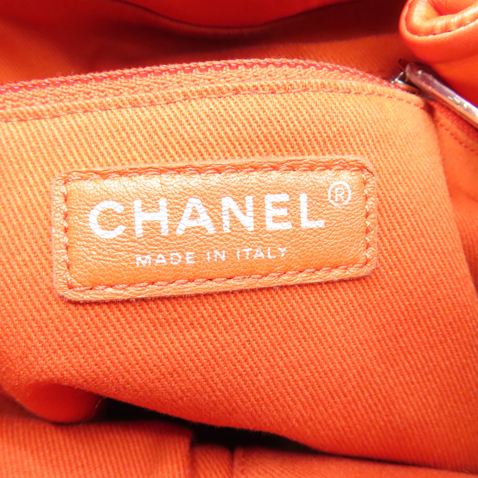 CHANEL **【清倉大減價】菱格牛皮皮革Backpack銀扣背包橙色