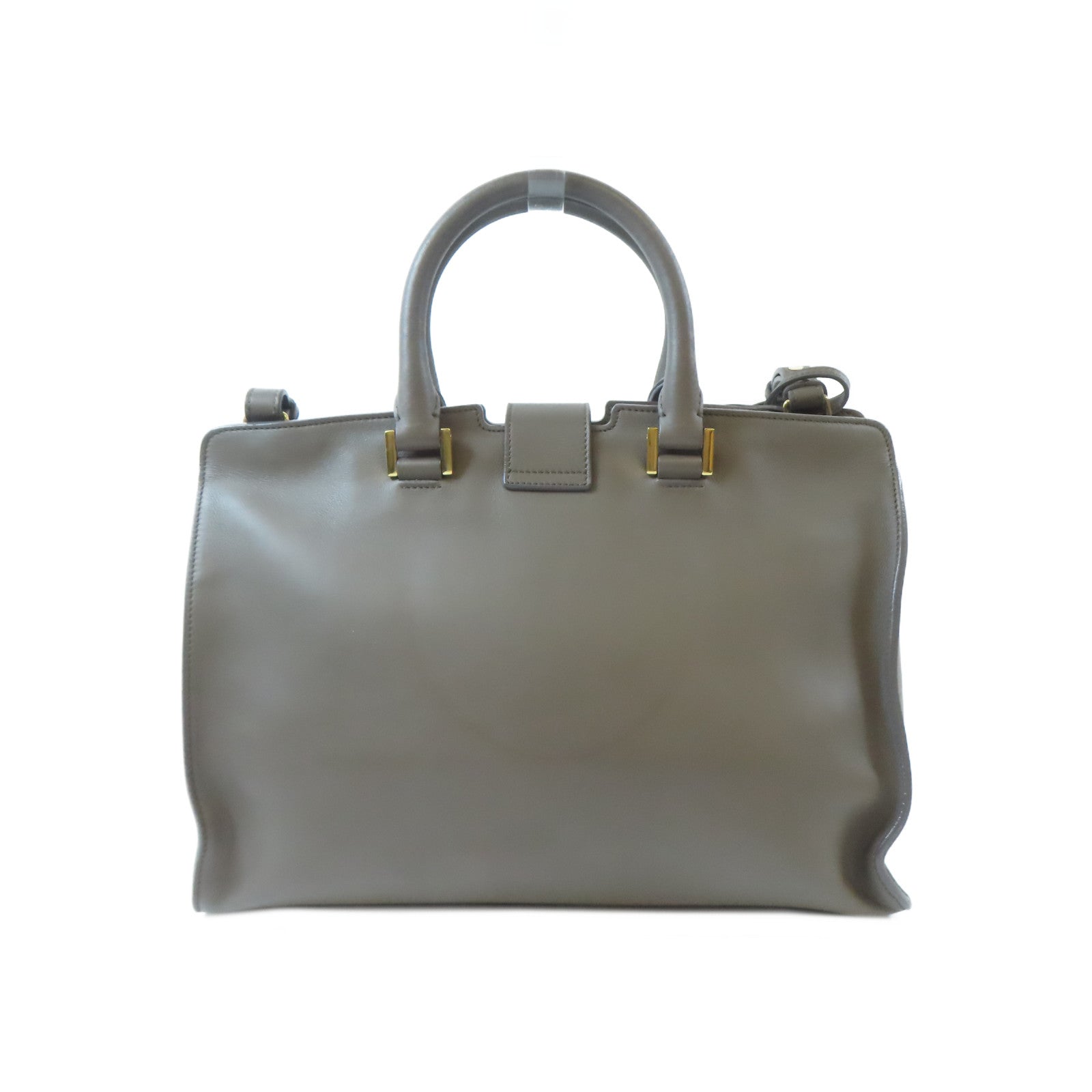 SAINT LAURENT 牛皮皮革Cabas Y 2 Way Shoulder Bag金扣手挽肩背兩用袋灰色