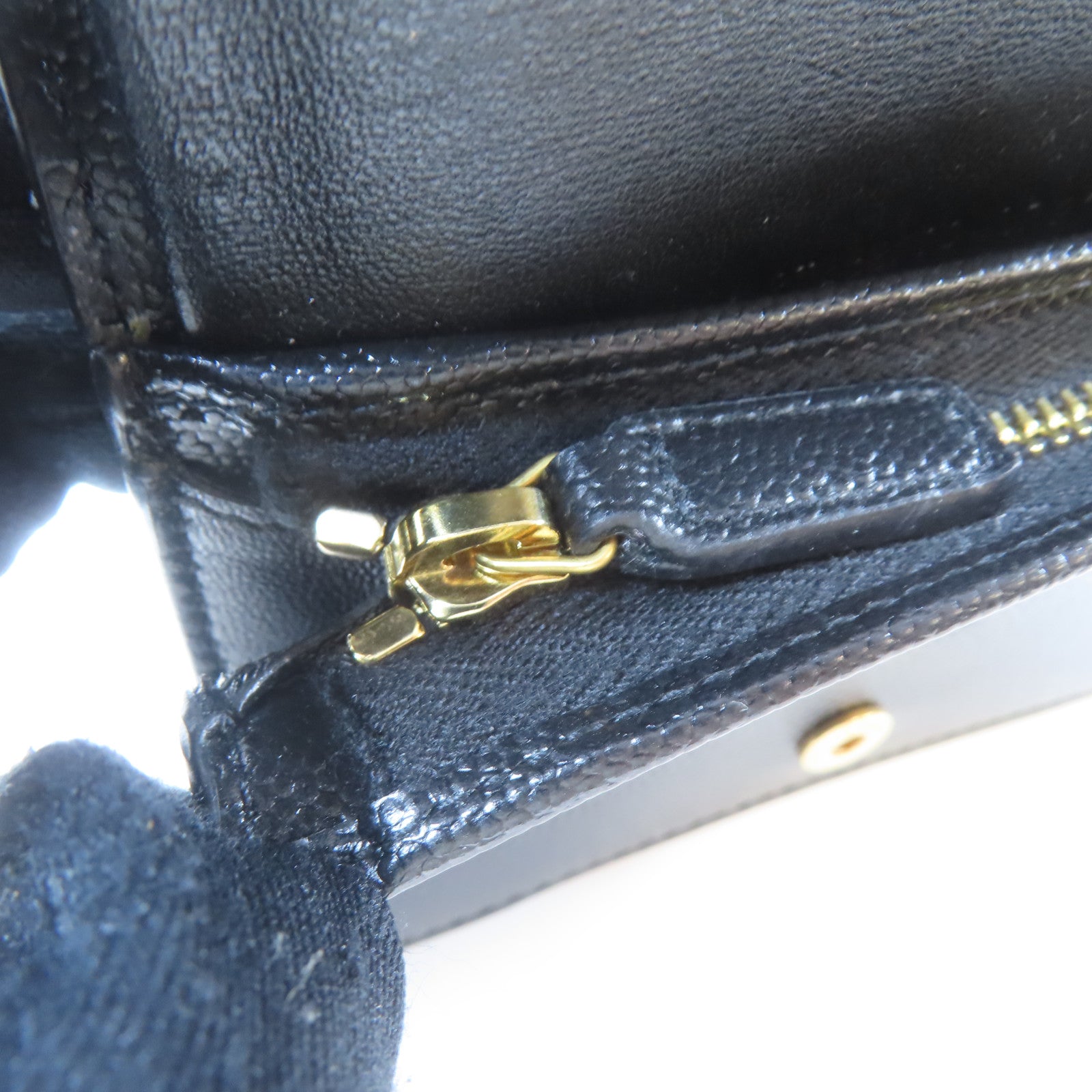 SAINT LAURENT 斜紋牛皮皮革Wallet金扣錢包黑色