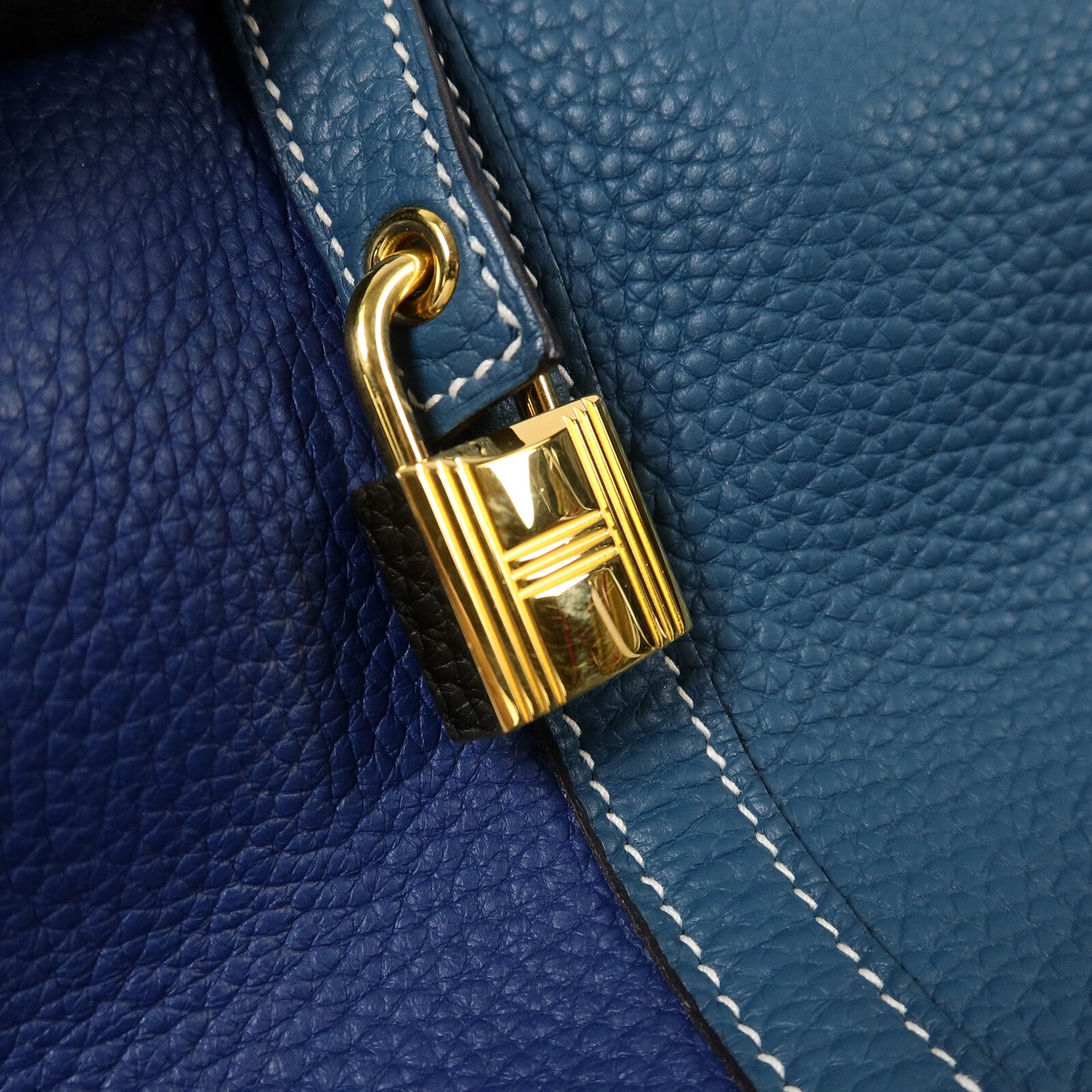 HERMES Clemence皮革Picotin MM手挽袋Blue/Vert Bosphore
