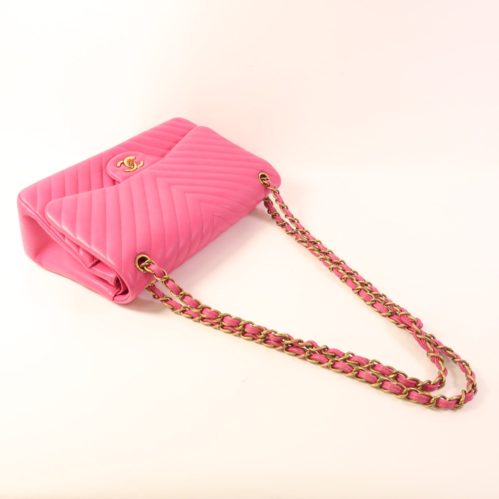 CHANEL 羊皮皮革Large Classic金扣鏈帶肩背袋