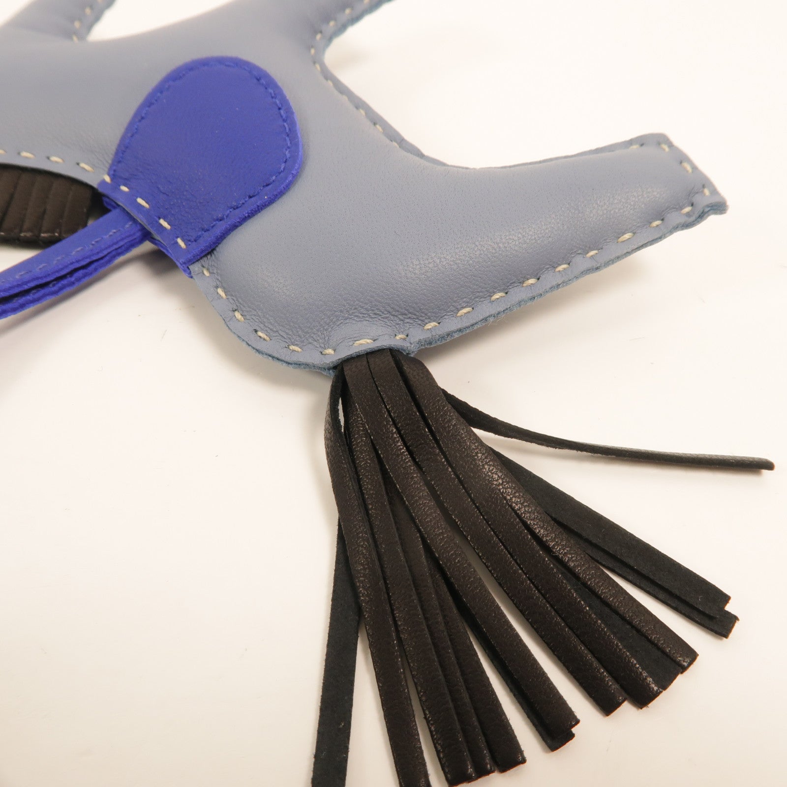 HERMES Milo皮革Rodeo MM掛飾Bleu Lin