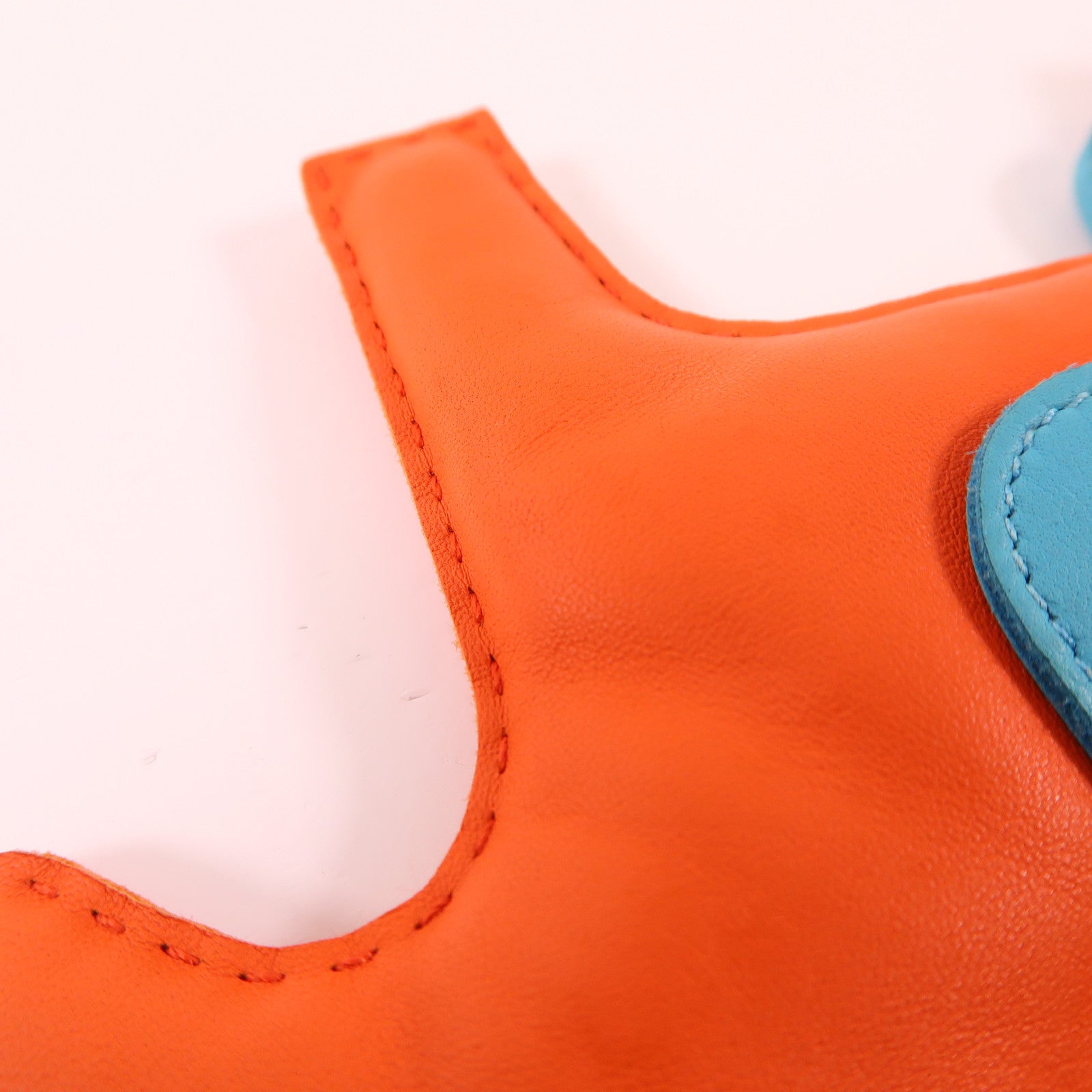 HERMES Milo皮革Rodeo GM掛飾Orange/Blue