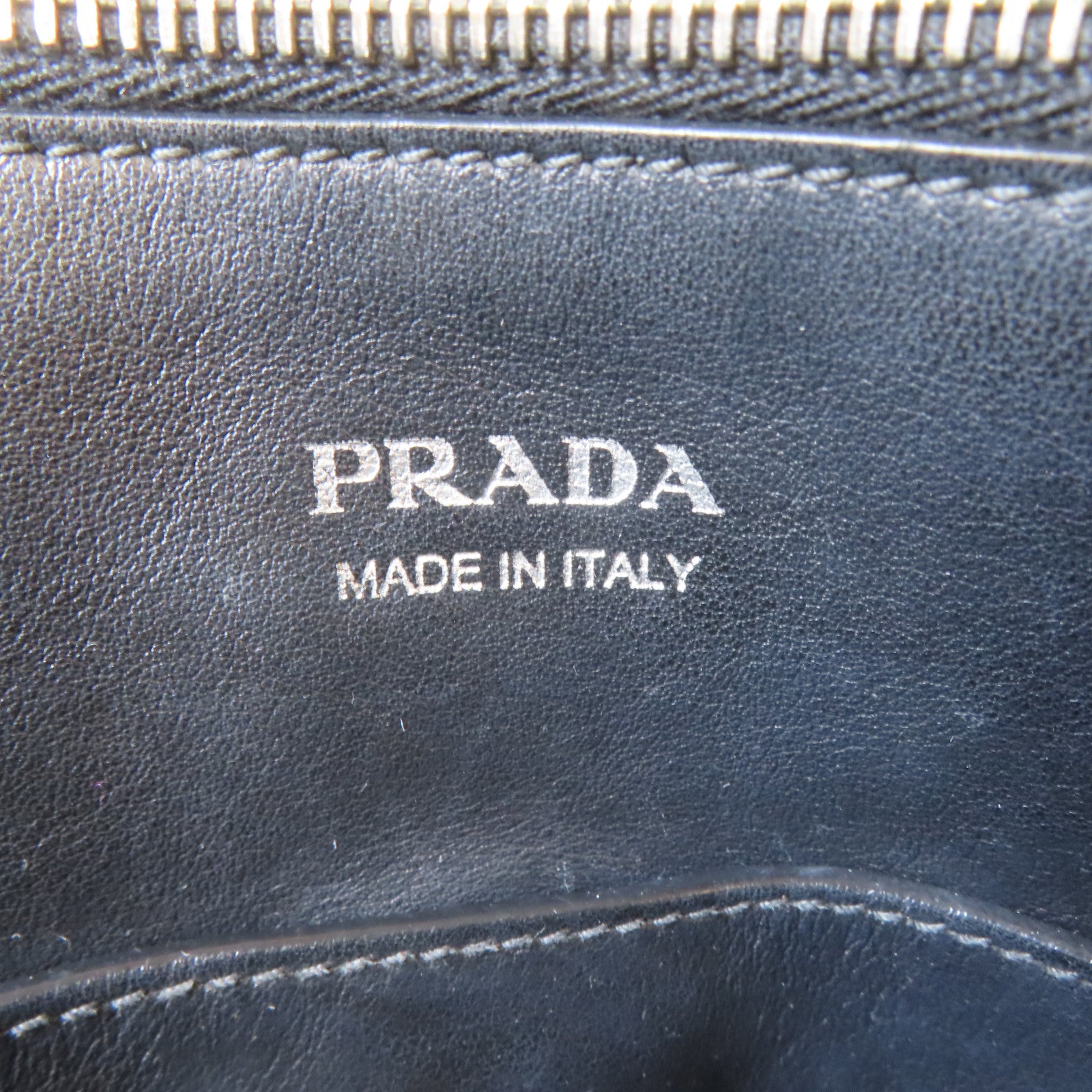 PRADA 皮革2 Way Shoulder銀扣手挽肩背兩用袋黑色/白色