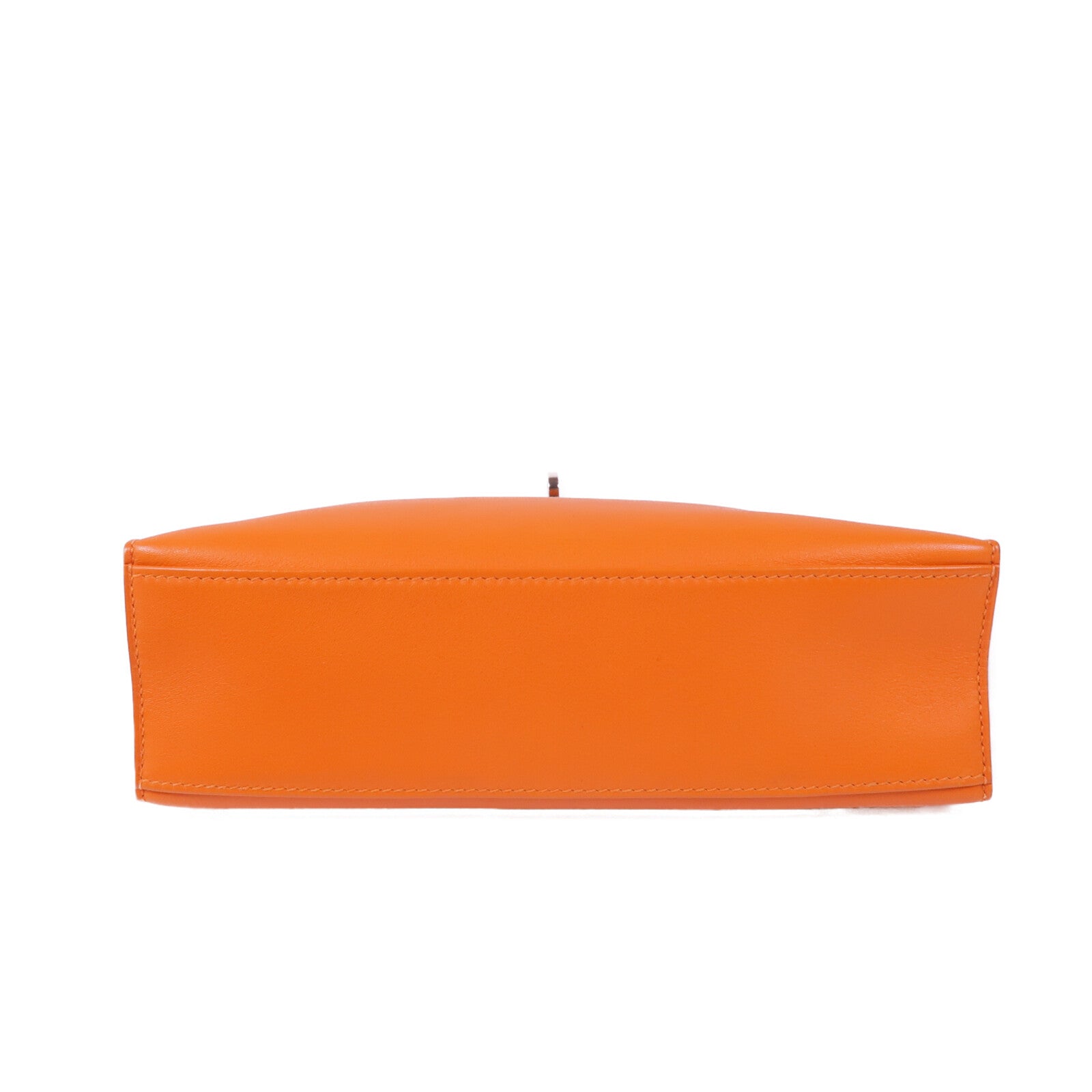 HERMES Swift皮革Kelly Pochette銀扣手挽袋Orange