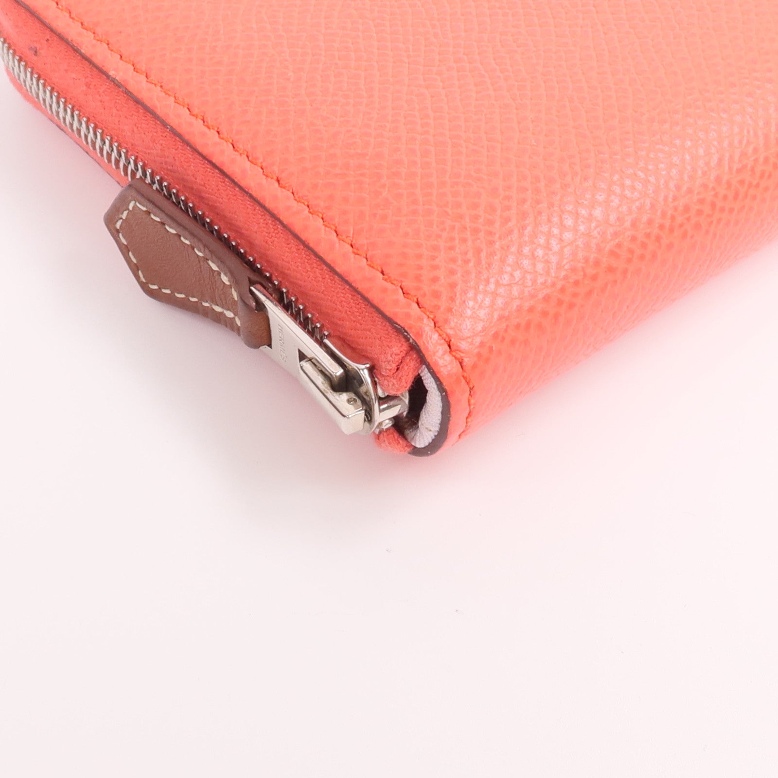 HERMES Epsom皮革/絲質Silk'In Compact Wallet錢包Rose Texas/Mauve Pale/Cardamome
