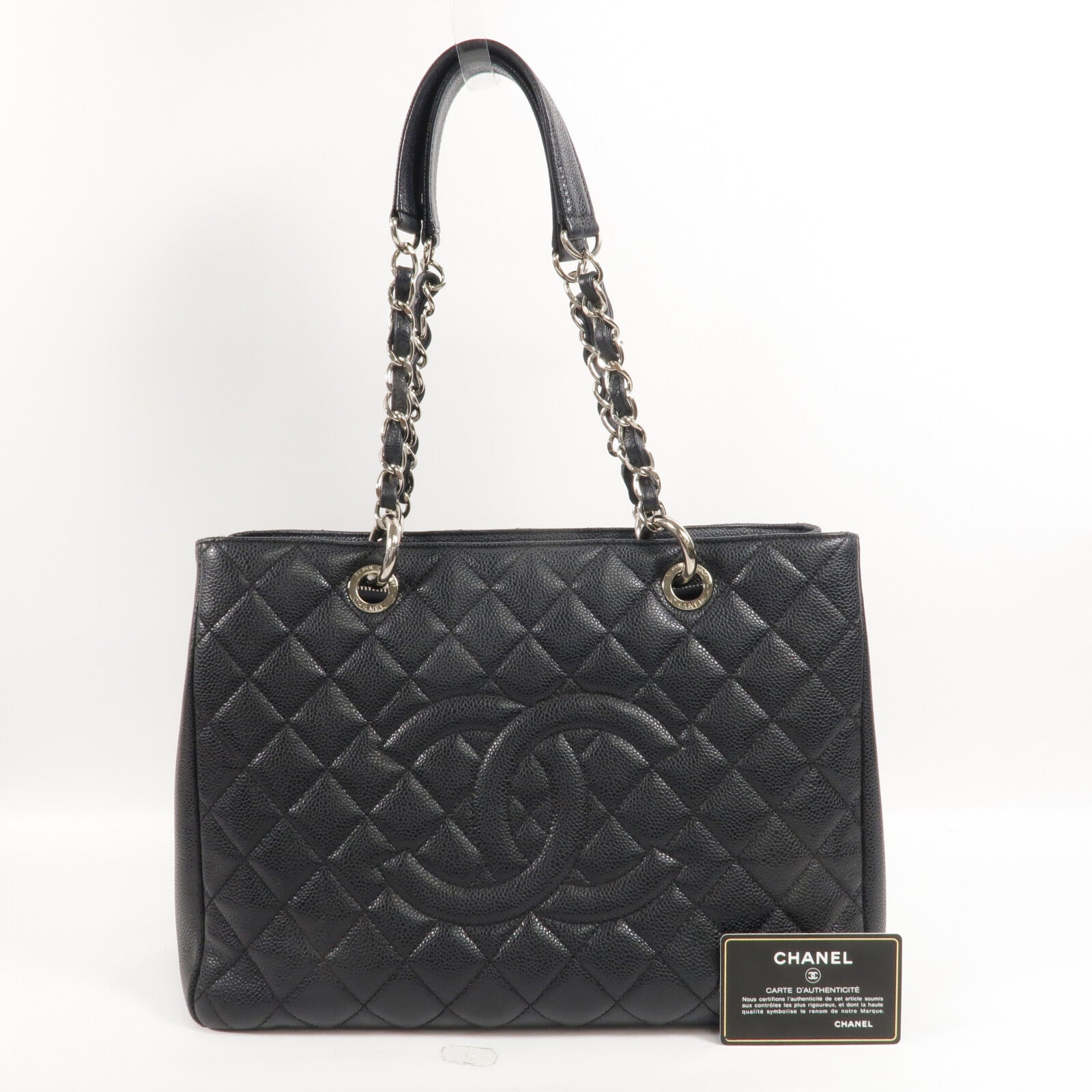 CHANEL 牛皮皮革GST Grand Shopping Tote Bag鏈帶肩背袋