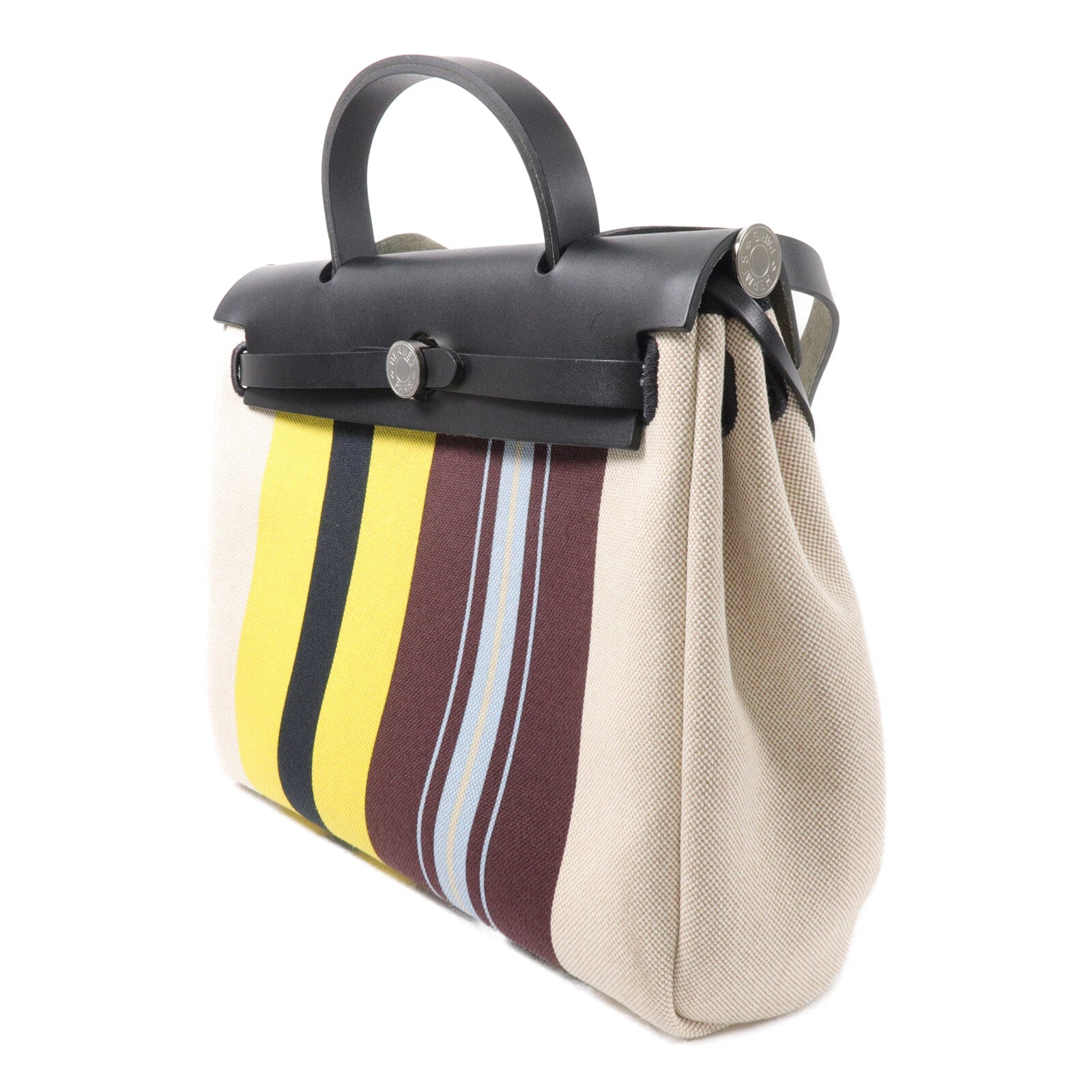 HERMES Toile H帆布Herbag PM Laquered手挽肩背兩用袋