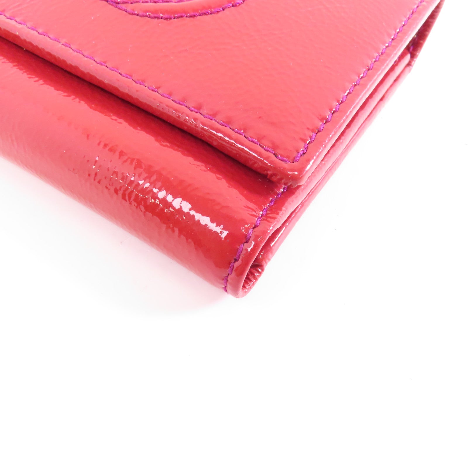GUCCI 【激減優惠】漆皮皮革Wallet金扣三摺錢包紅色