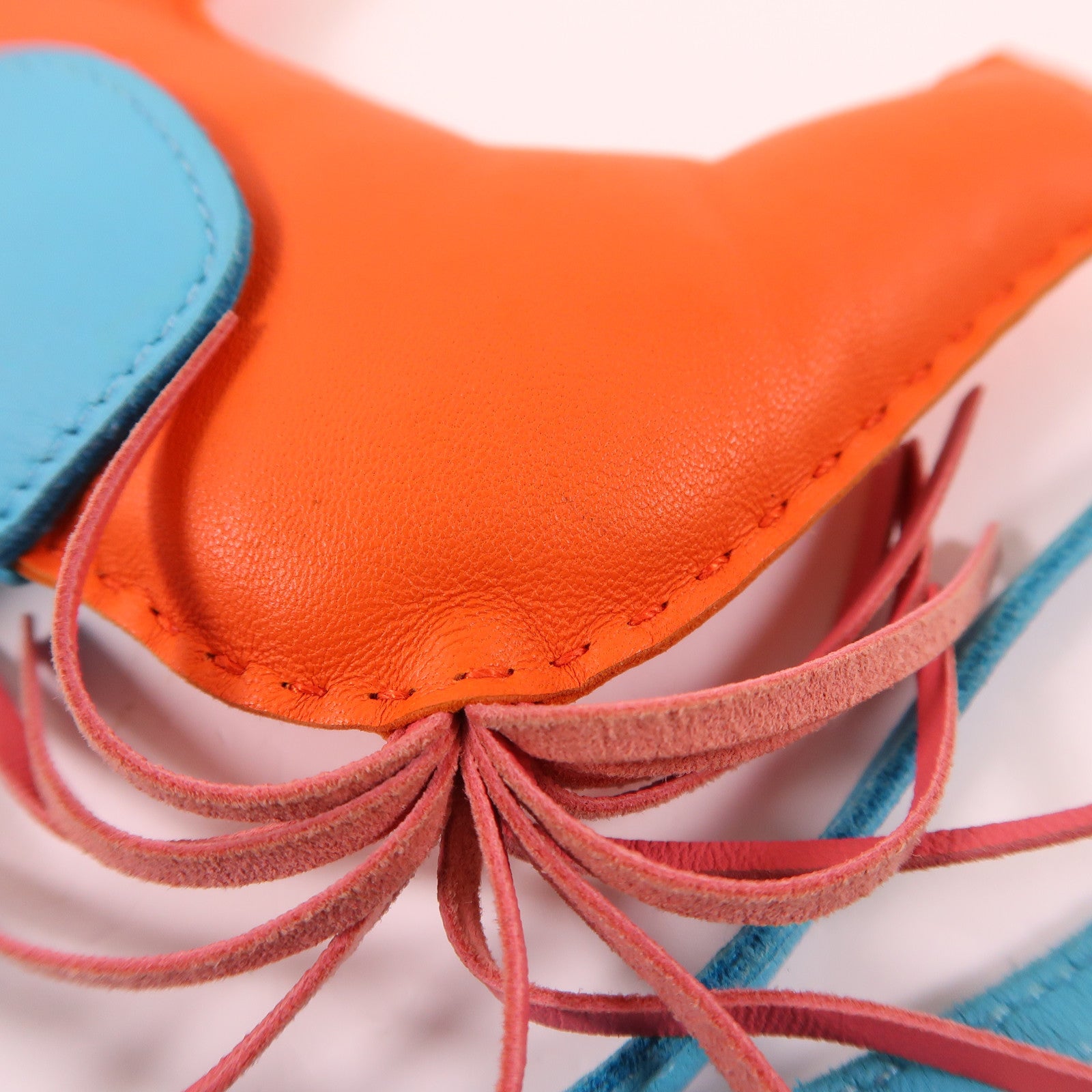 HERMES Milo皮革Rodeo GM掛飾Orange/Blue